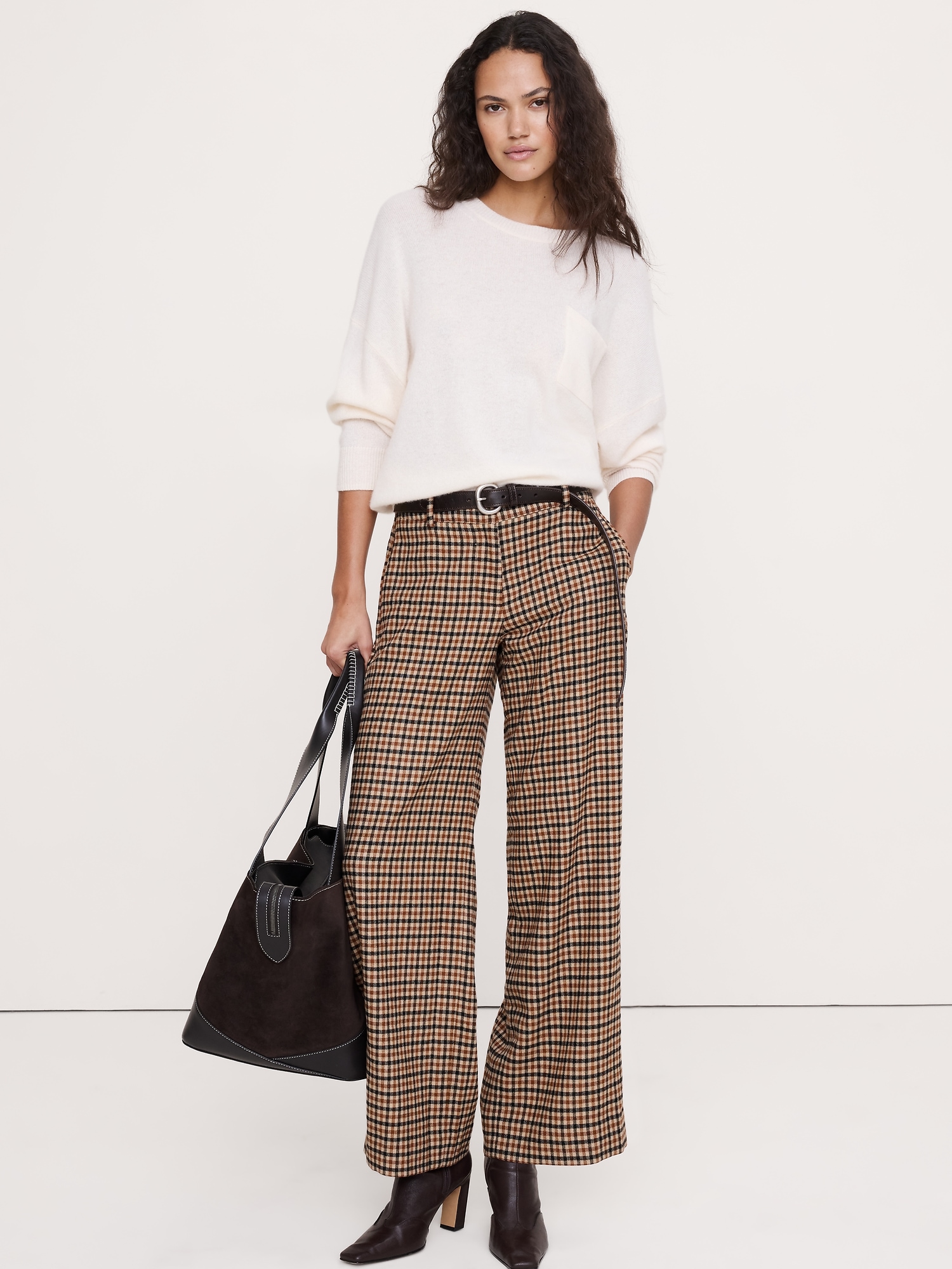 The Everyday Wide-Leg Flannel Pant - Warm Plaid