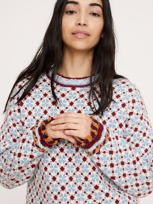 Merino-Cotton Jacquard Sweater | Banana Republic