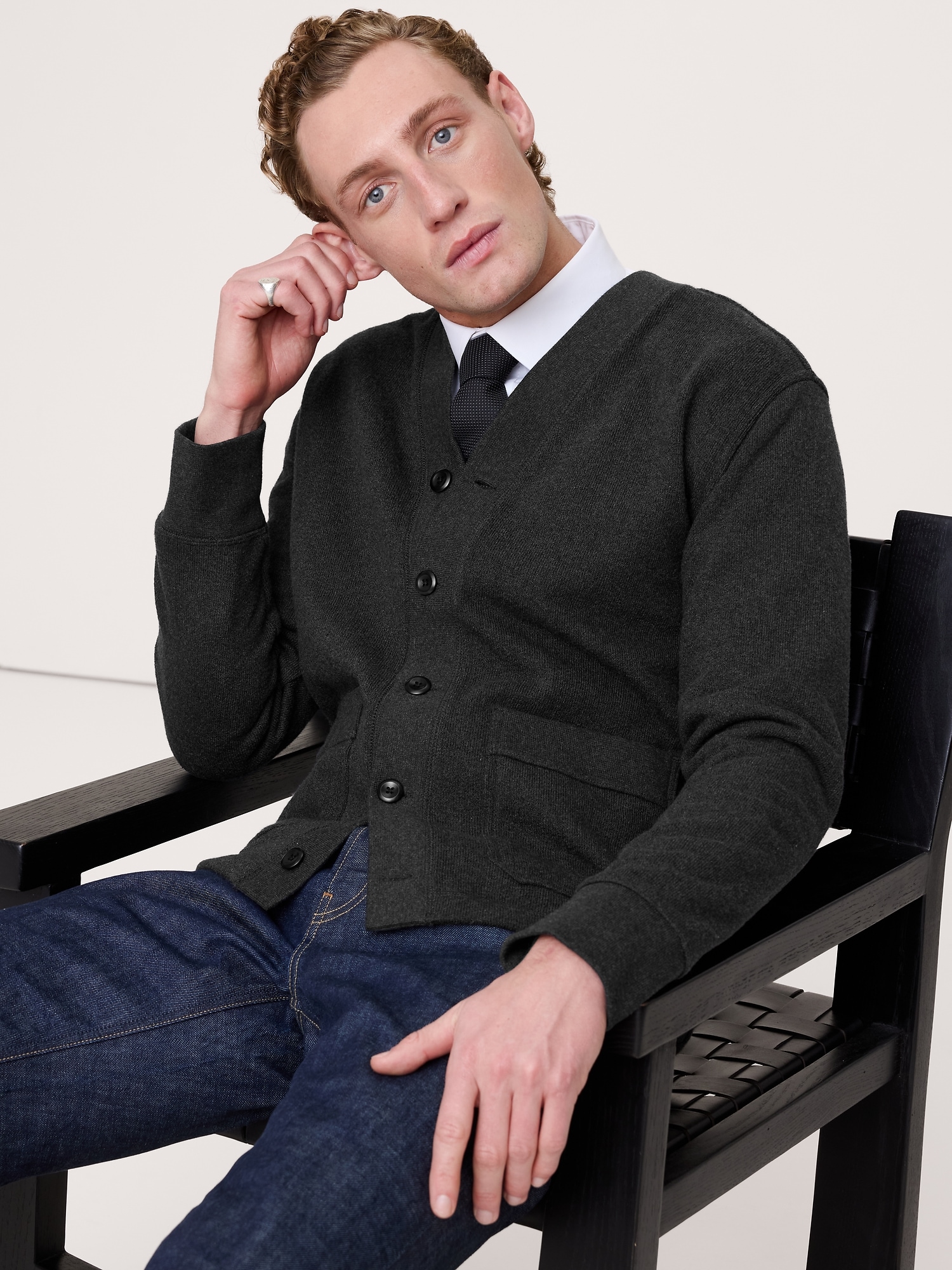 Brushed Fleece Cardigan - Charcoal Gray