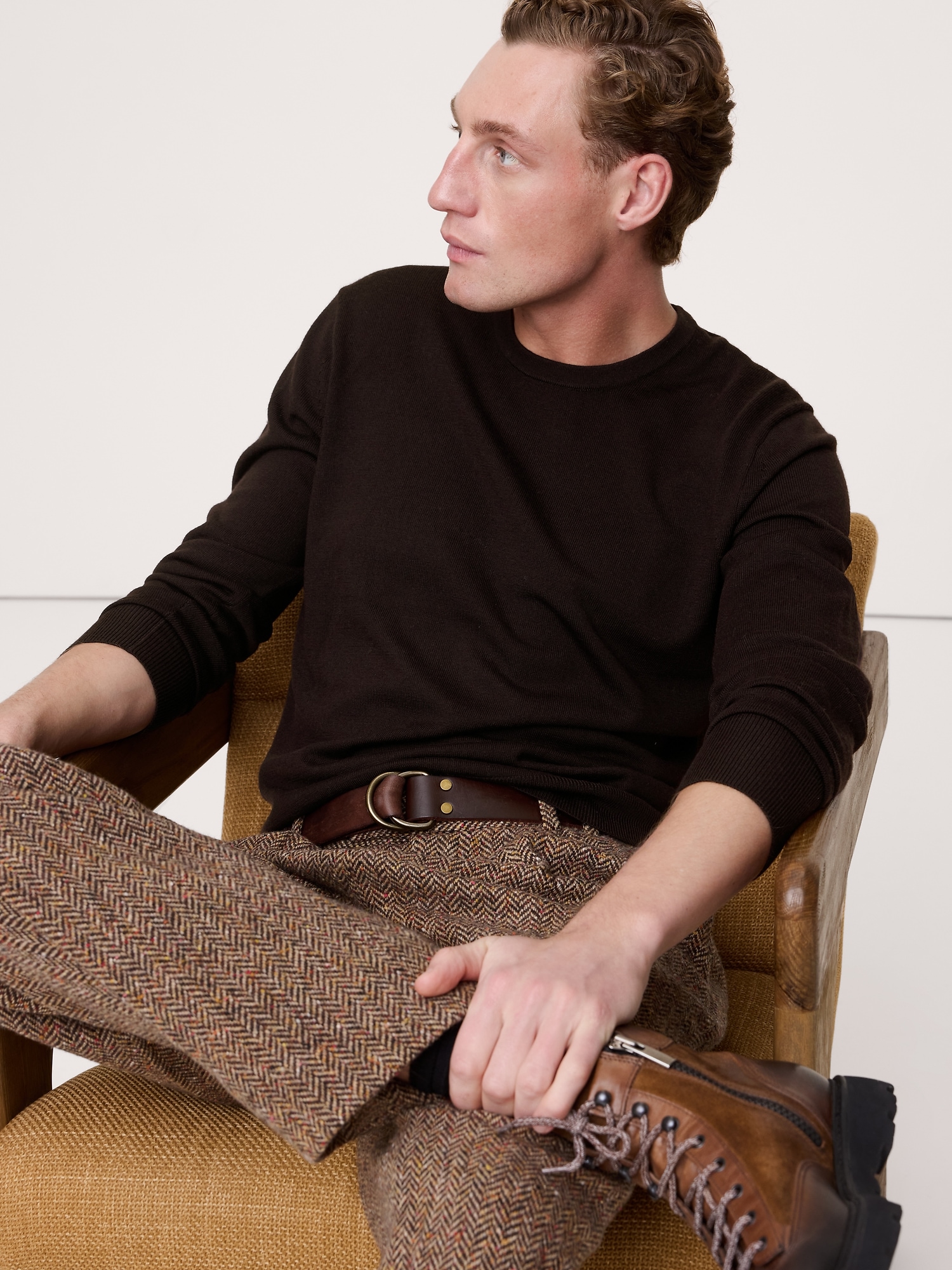 Merino Crew-Neck Sweater - Dark Brown