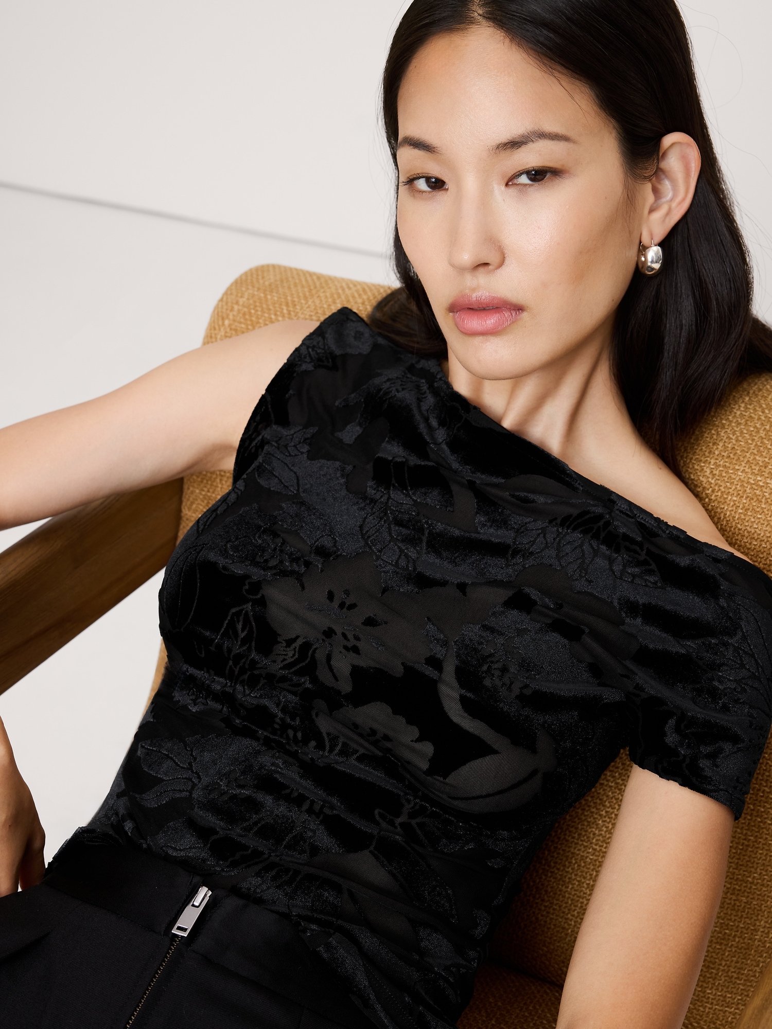 Image number 3 showing, Burnout Velvet Off-Shoulder Top