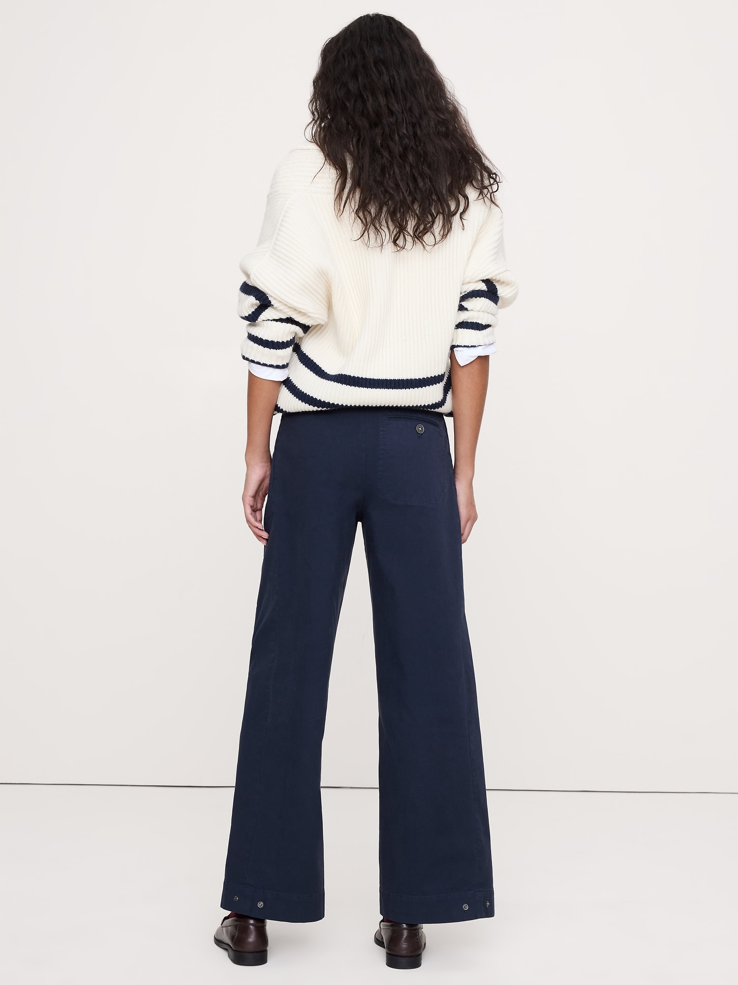 Image number 3 showing, High-Rise Stretch-Canvas Sailor Pant