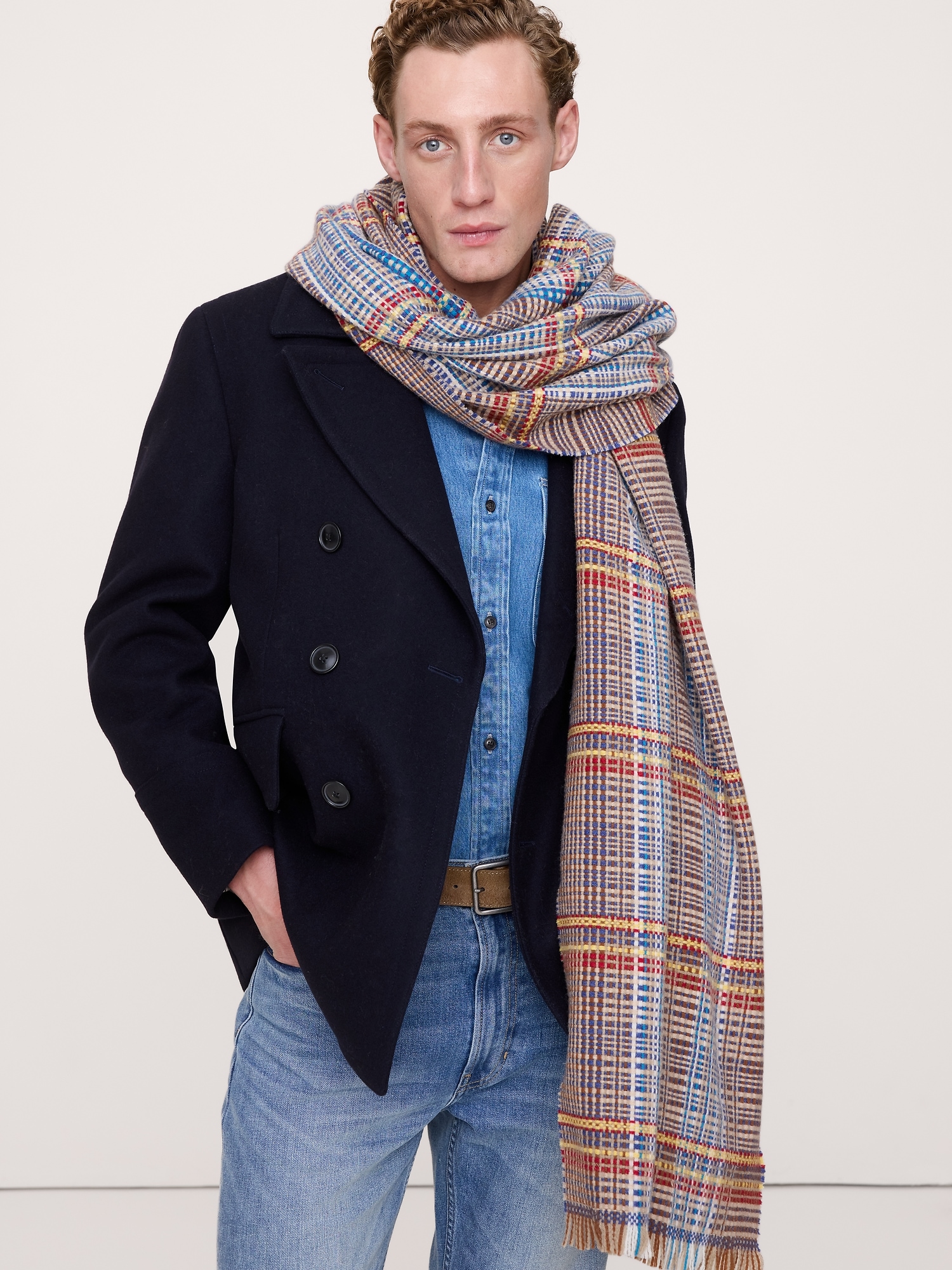 Image number 2 showing, Italian Plaid Wool-Blend Scarf