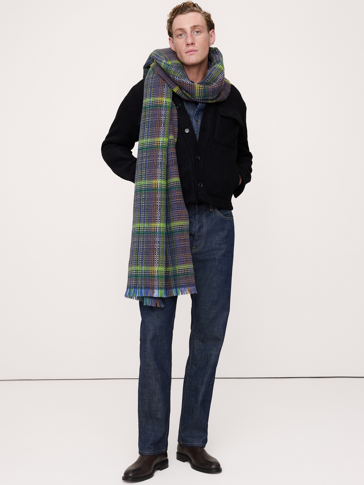 Image number 4 showing, Italian Plaid Wool-Blend Scarf