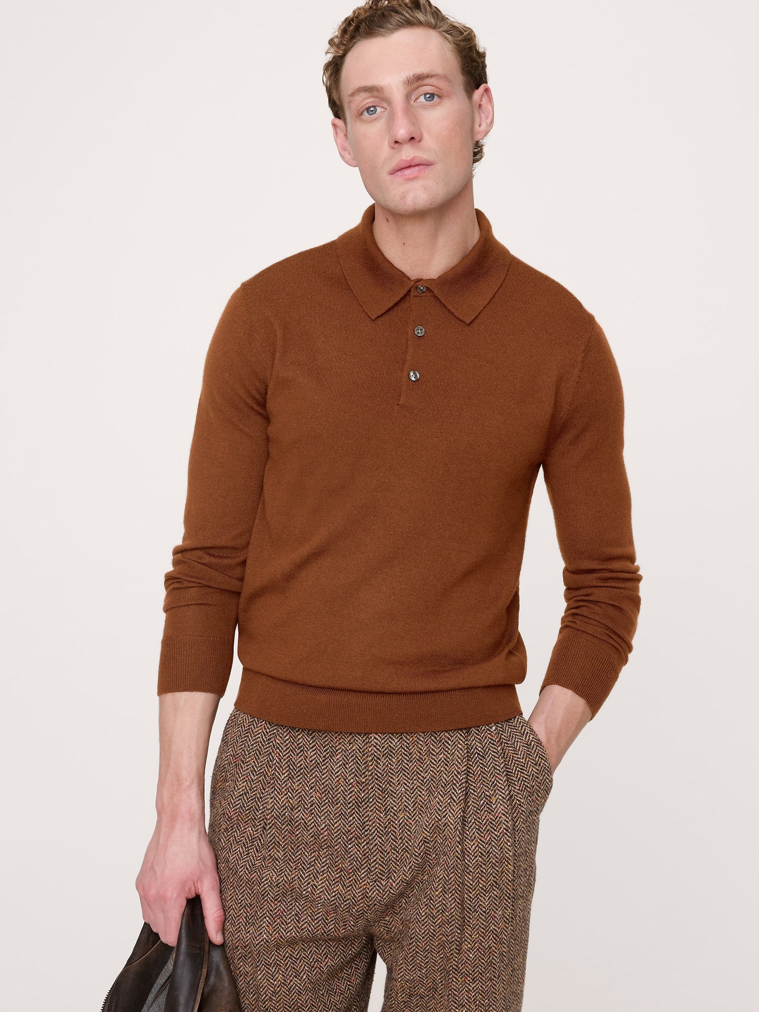 Merino Long-Sleeve Sweater Polo