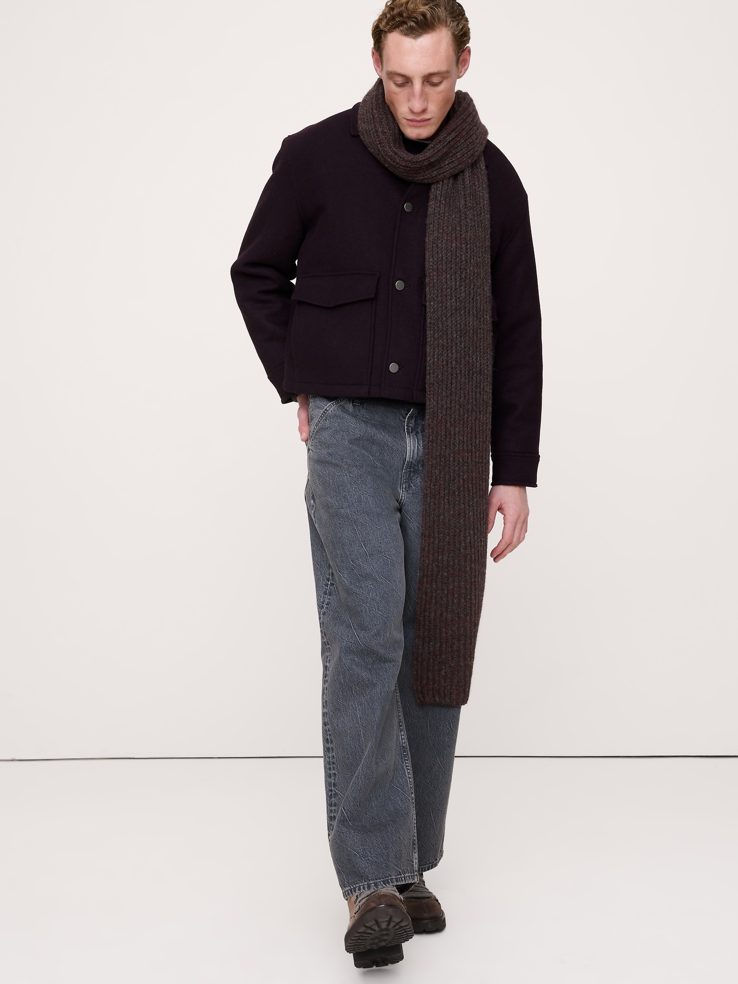 Image number 2 showing, Chunky Alpaca-Wool Blend Ribbed Scarf