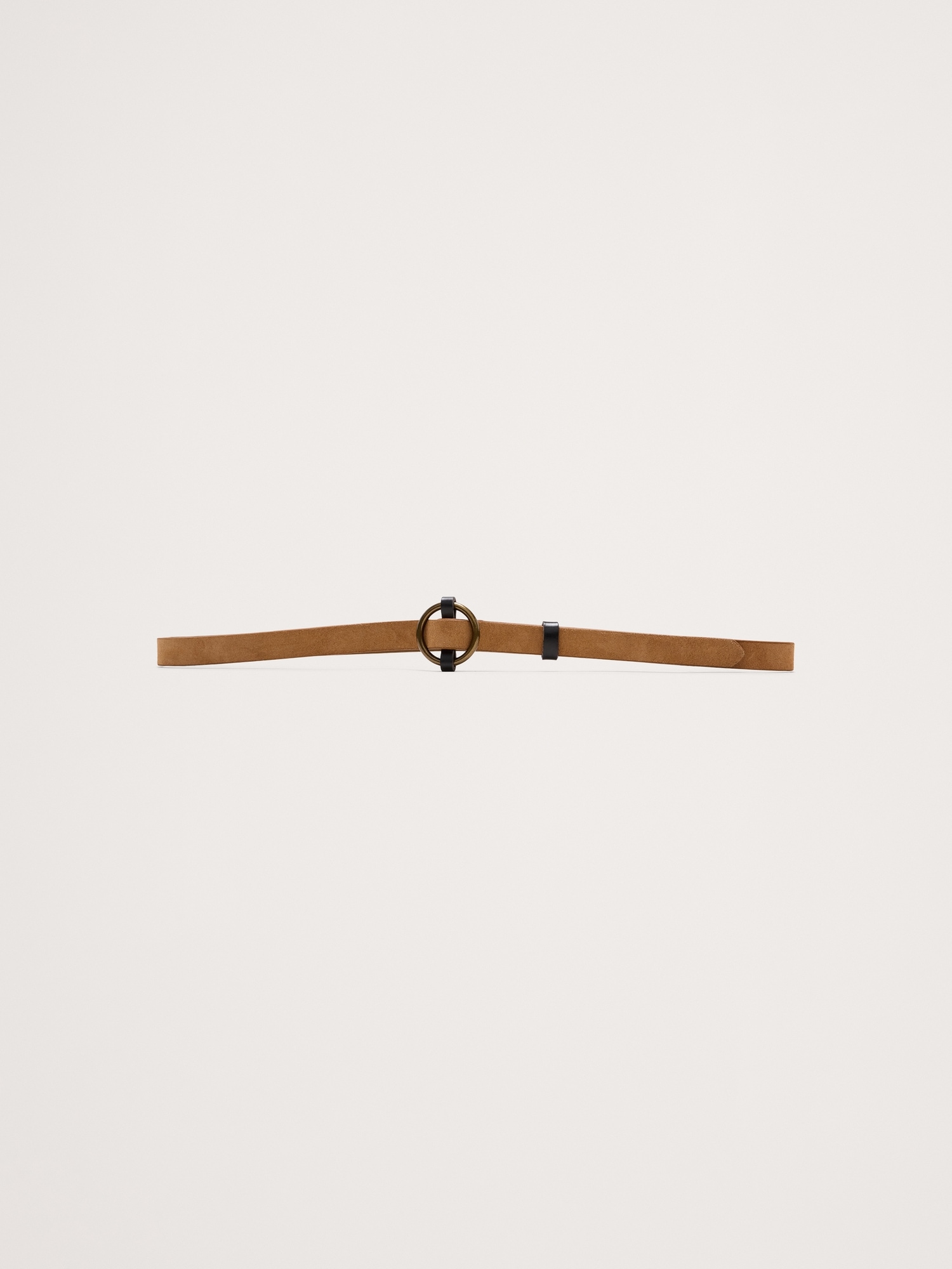 Leather Circle-Buckle Skinny Belt