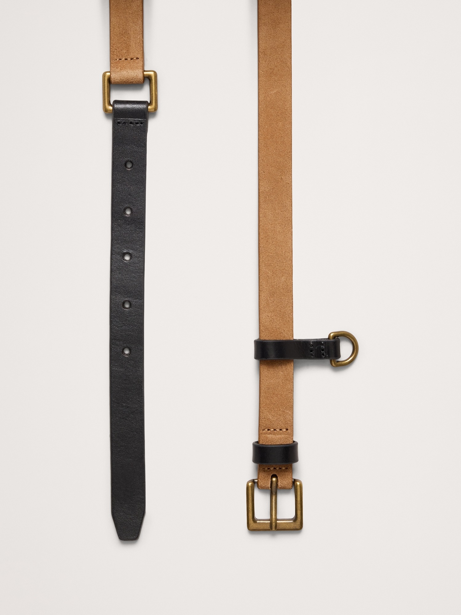 Женский ремень Banana Republic Two-Tone Leather Skinny Utility Belt, цвет: Верблюжий / Чёрный — фото 3