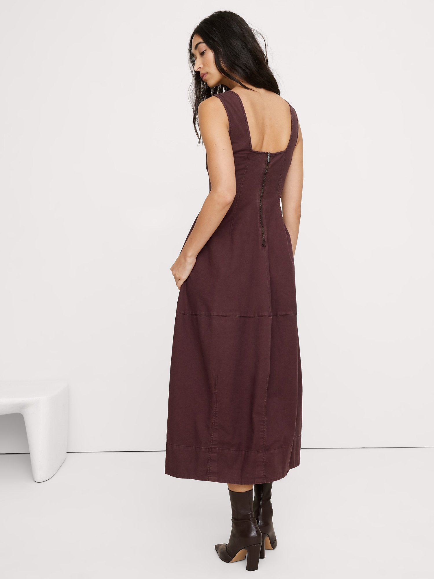 Image number 3 showing, Stretch-Cotton Barrel Midi Dress