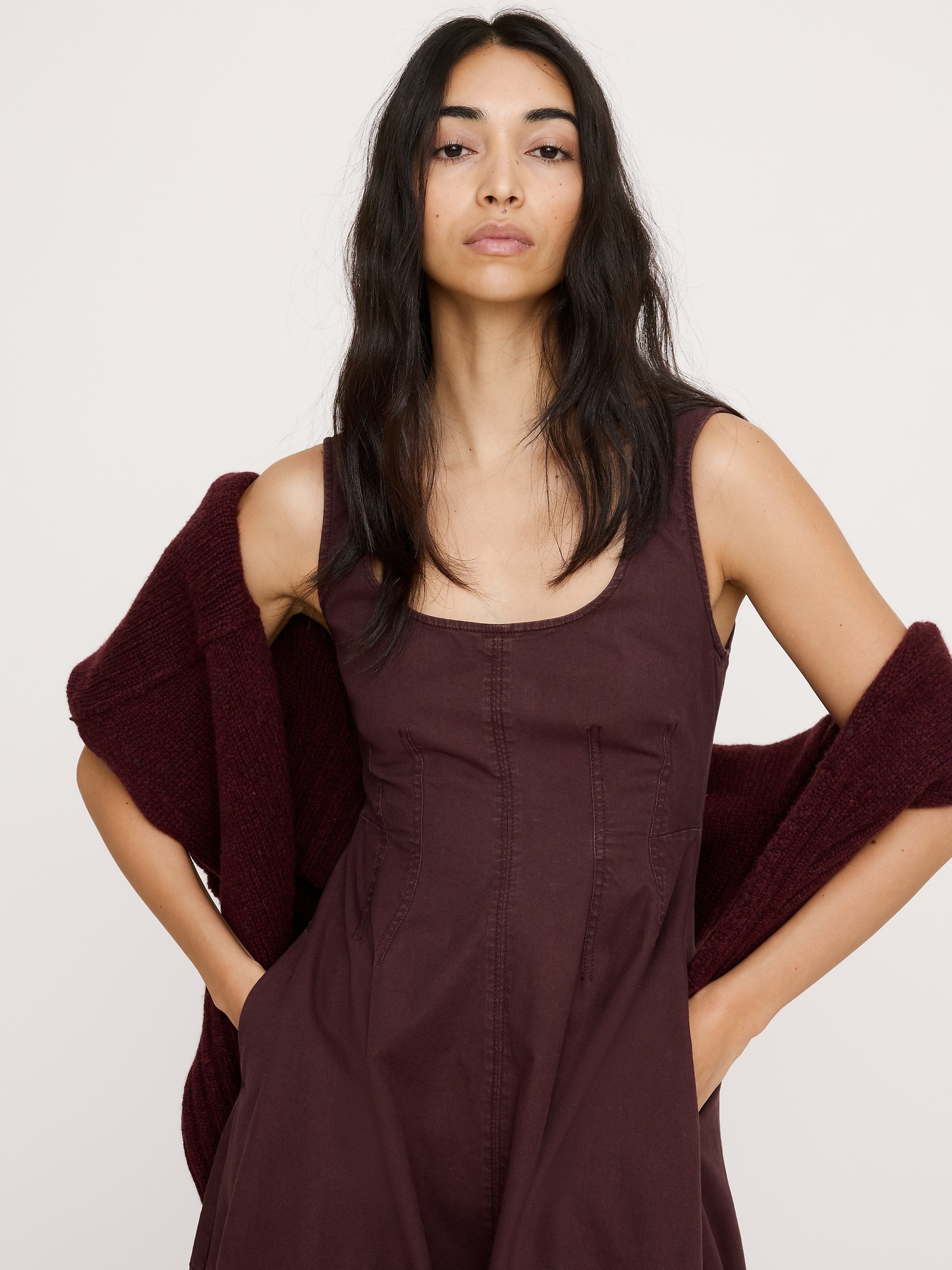 Женское платье Banana Republic Stretch-Cotton Barrel Midi, цвет: Коричневый — фото 3