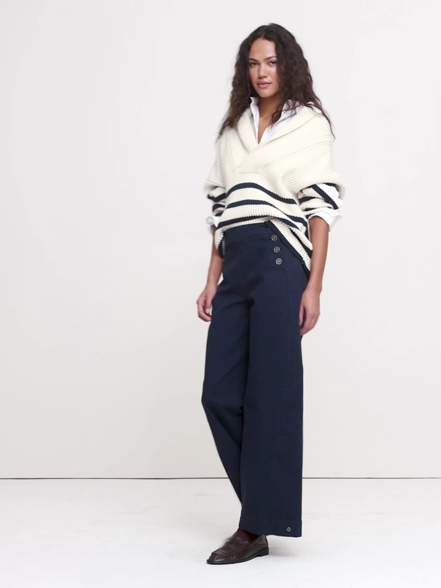 High-Rise Stretch-Canvas Sailor Pant | Banana Republic