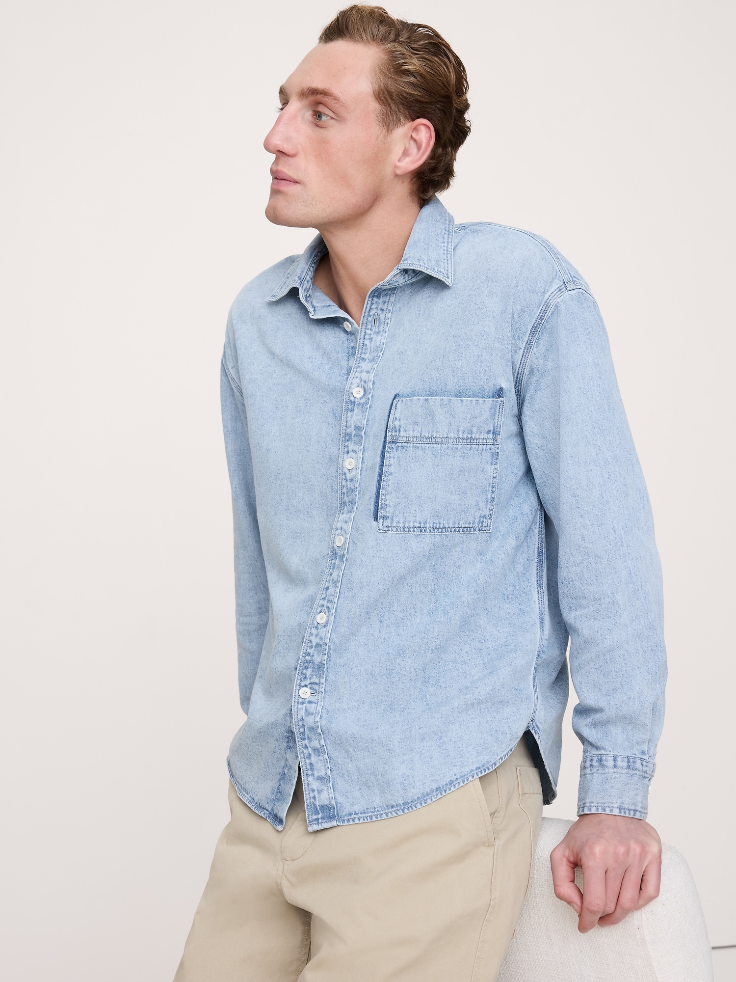 Relaxed-Fit Washed Denim Shirt