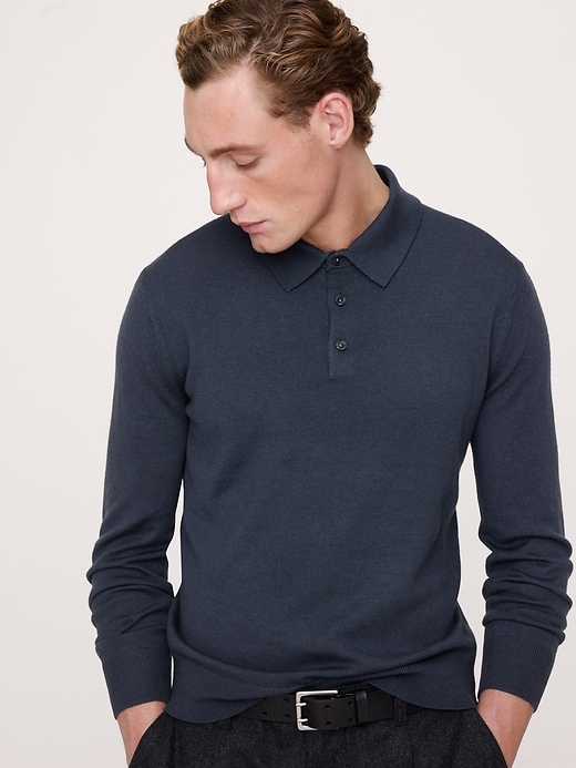Merino Long-Sleeve Sweater Polo