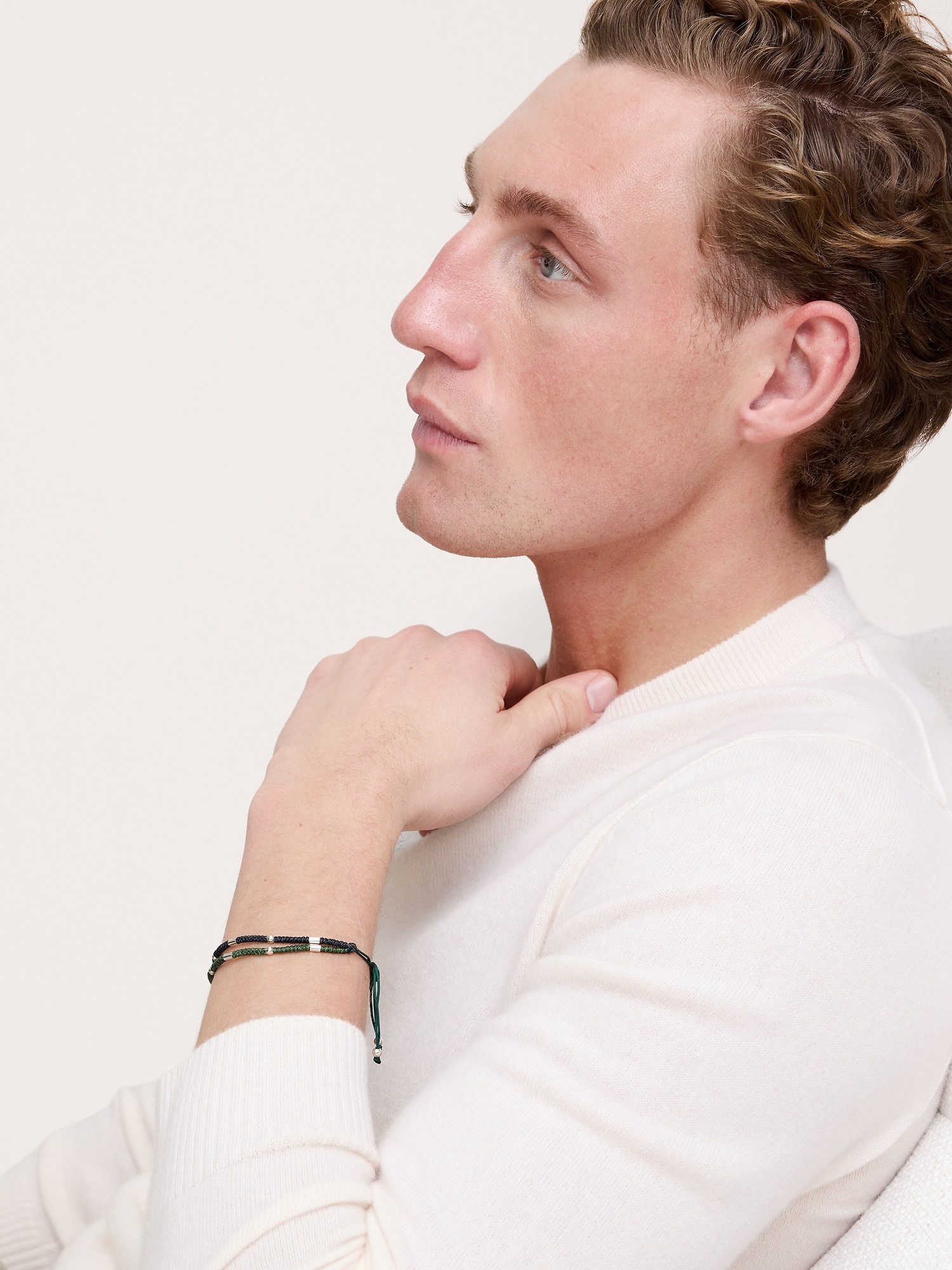 Мужской браслет Banana Republic Round Braided Balinese by Caputo & Co, цвет: Зелёный — фото 2