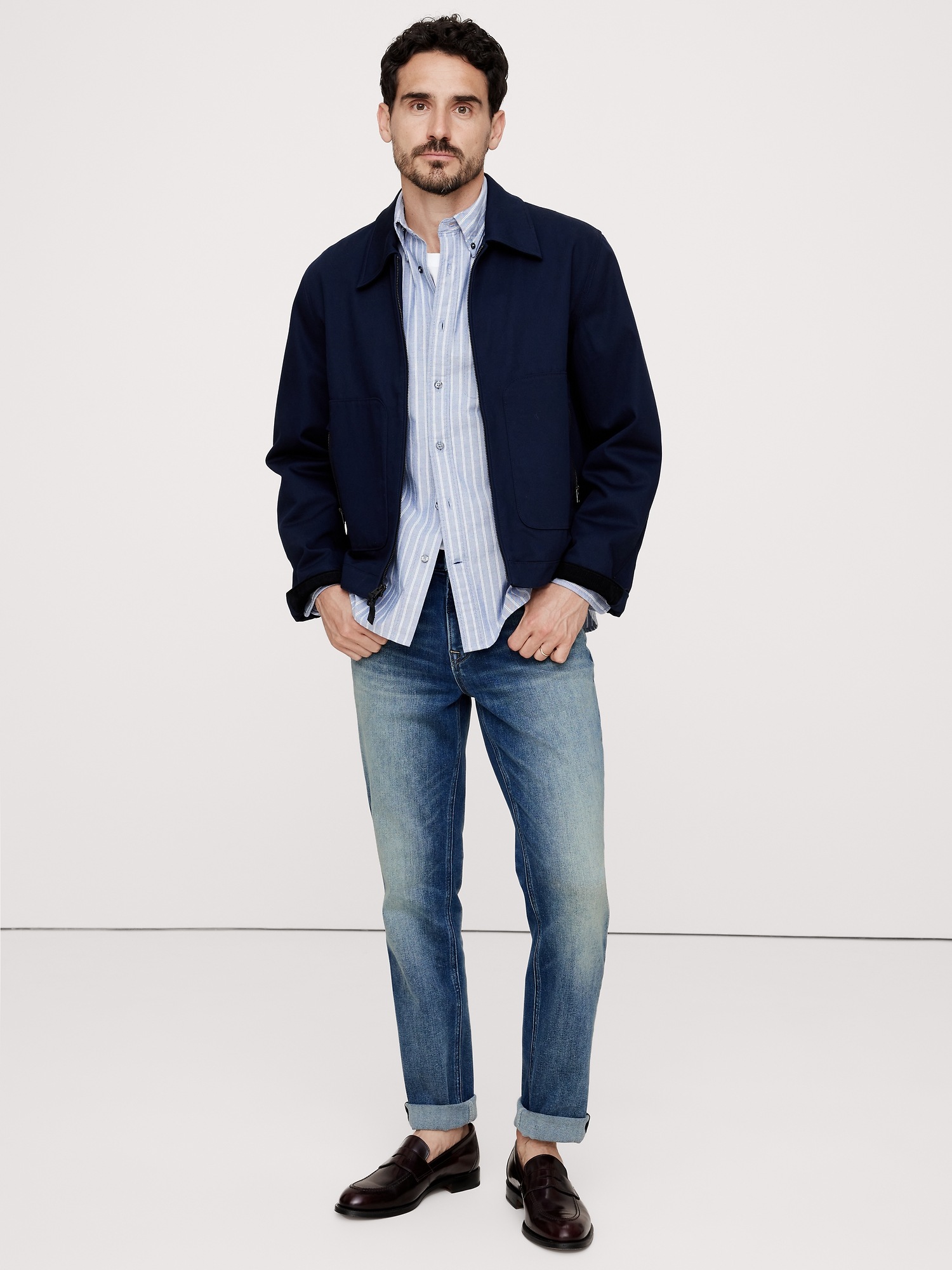Мужские джинсы Banana Republic Slim Traveler Jean 2.0, цвет: Средний винтажный варёный — фото 2