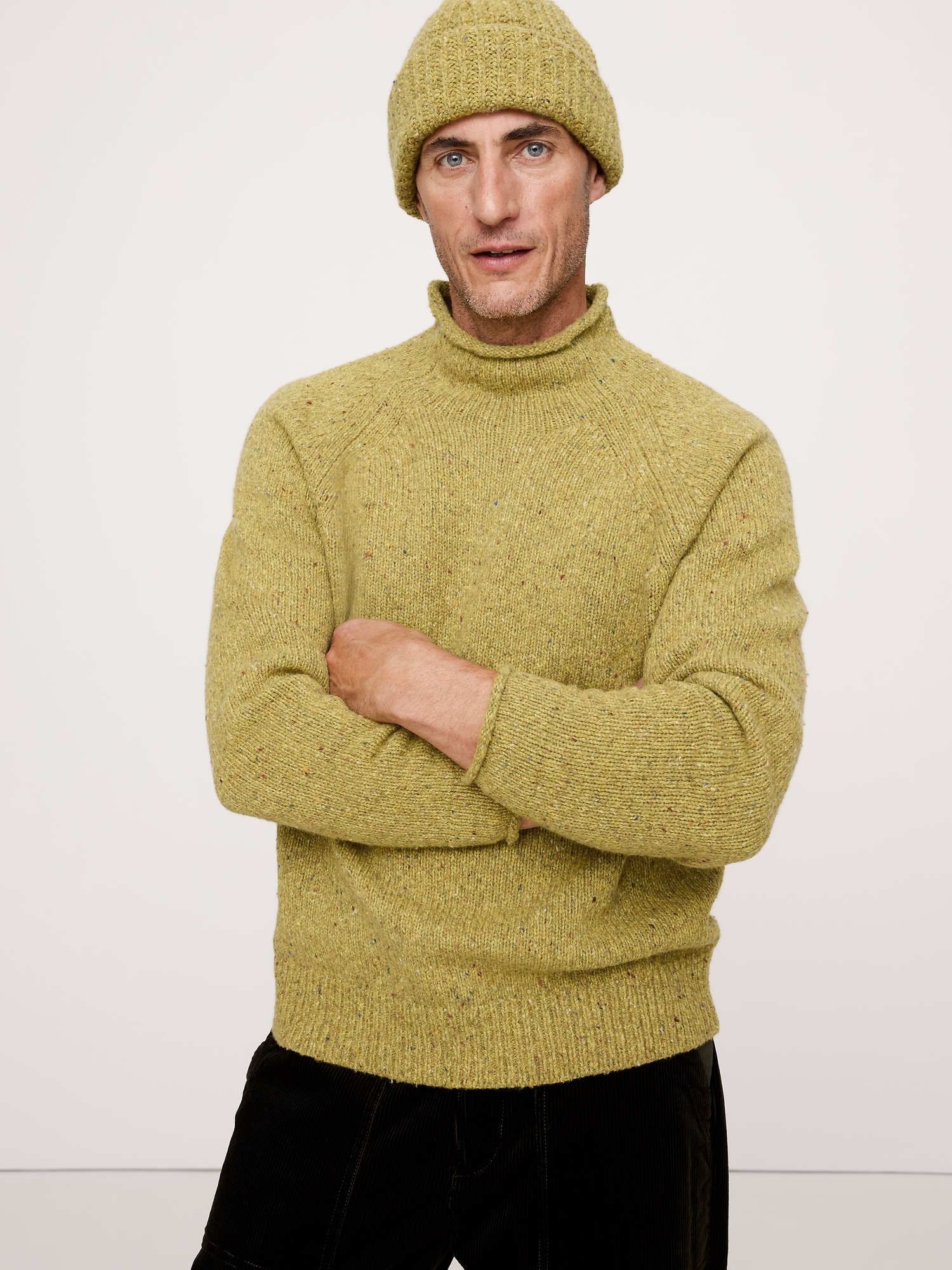 Donegal Roll-Neck Sweater - Green Chartreuse