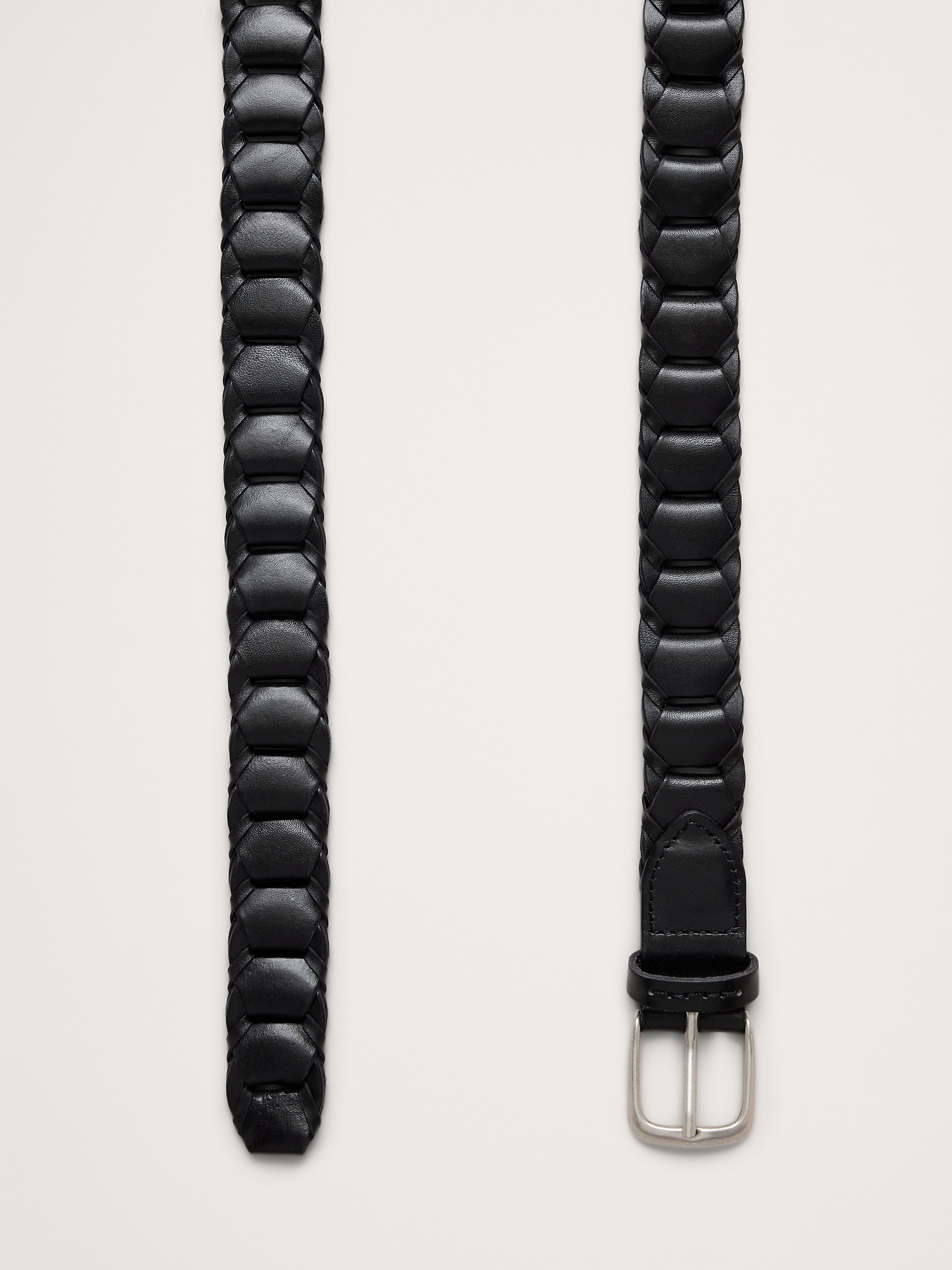 Мужской ремень Banana Republic Woven Leather Belt, цвет: Чёрный — фото 3