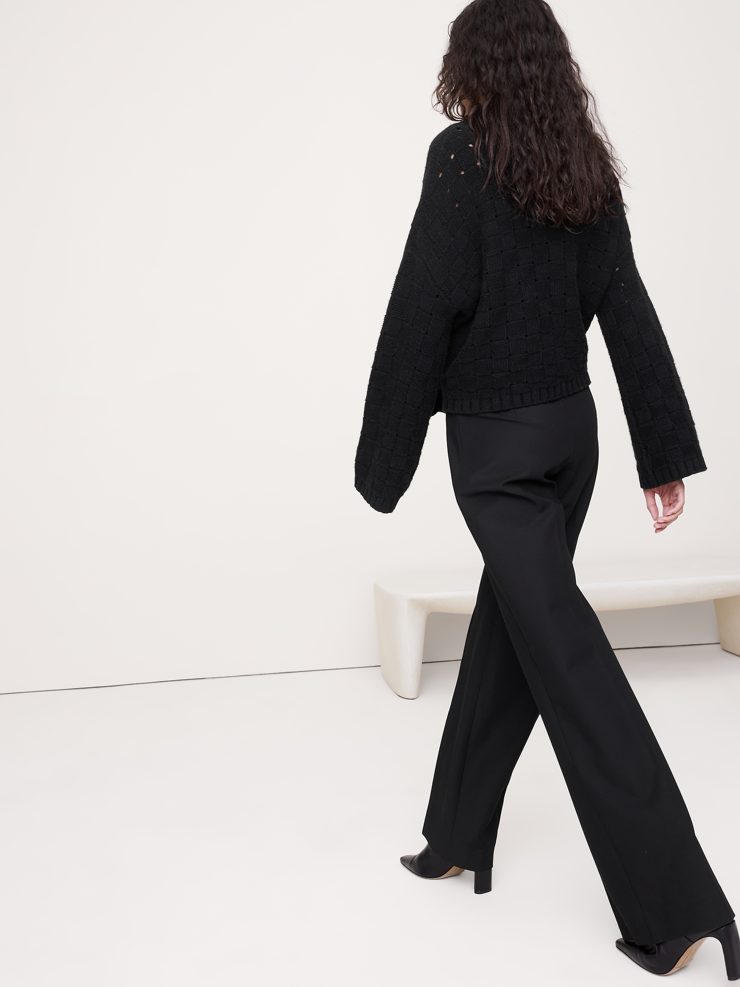 Image number 3 showing, Mid-Rise Wide-Leg City Stretch Pant
