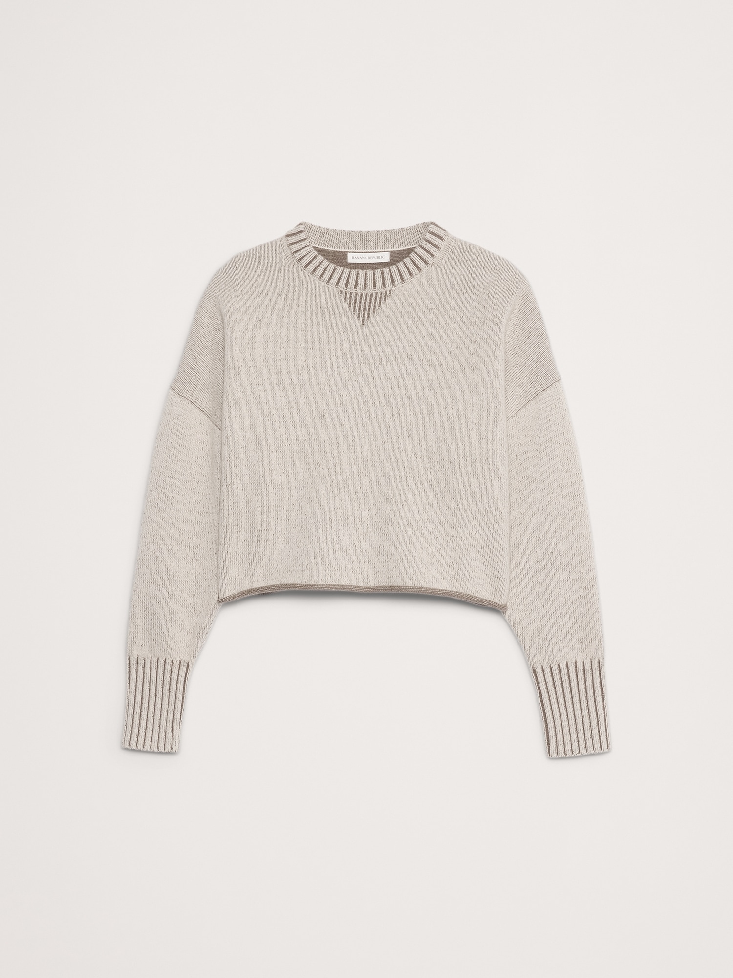 Image number 4 showing, Merino-Cotton Two-Tone Cropped Sweater