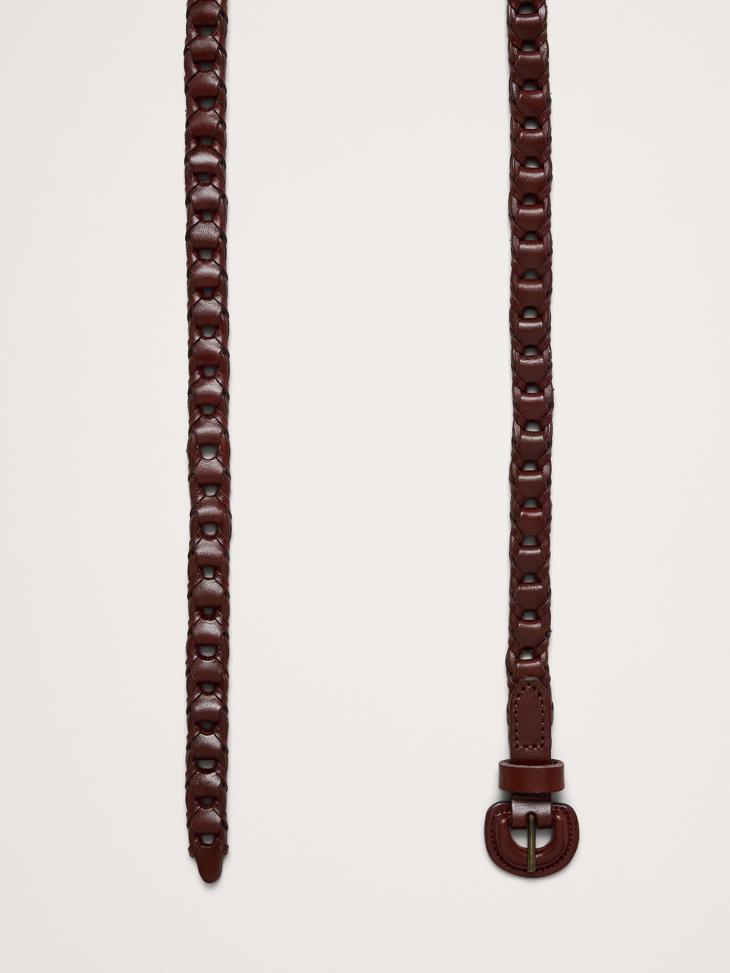 Женский ремень Banana Republic Skinny Woven Leather Belt, цвет: Коньячный коричневый — фото 3