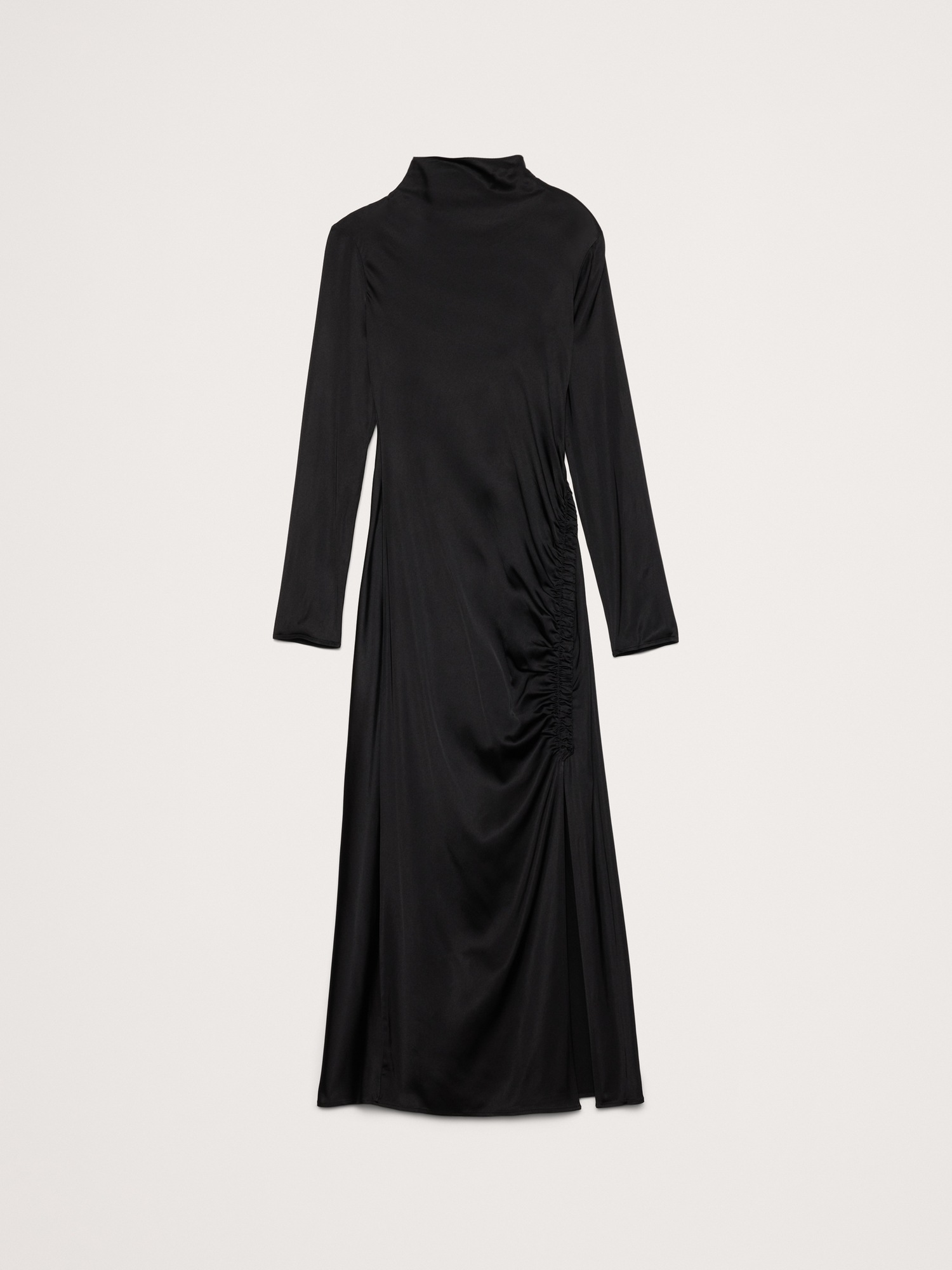 Женское платье Banana Republic Stretch-Satin Ruched Maxi, цвет: Чёрный — фото 4