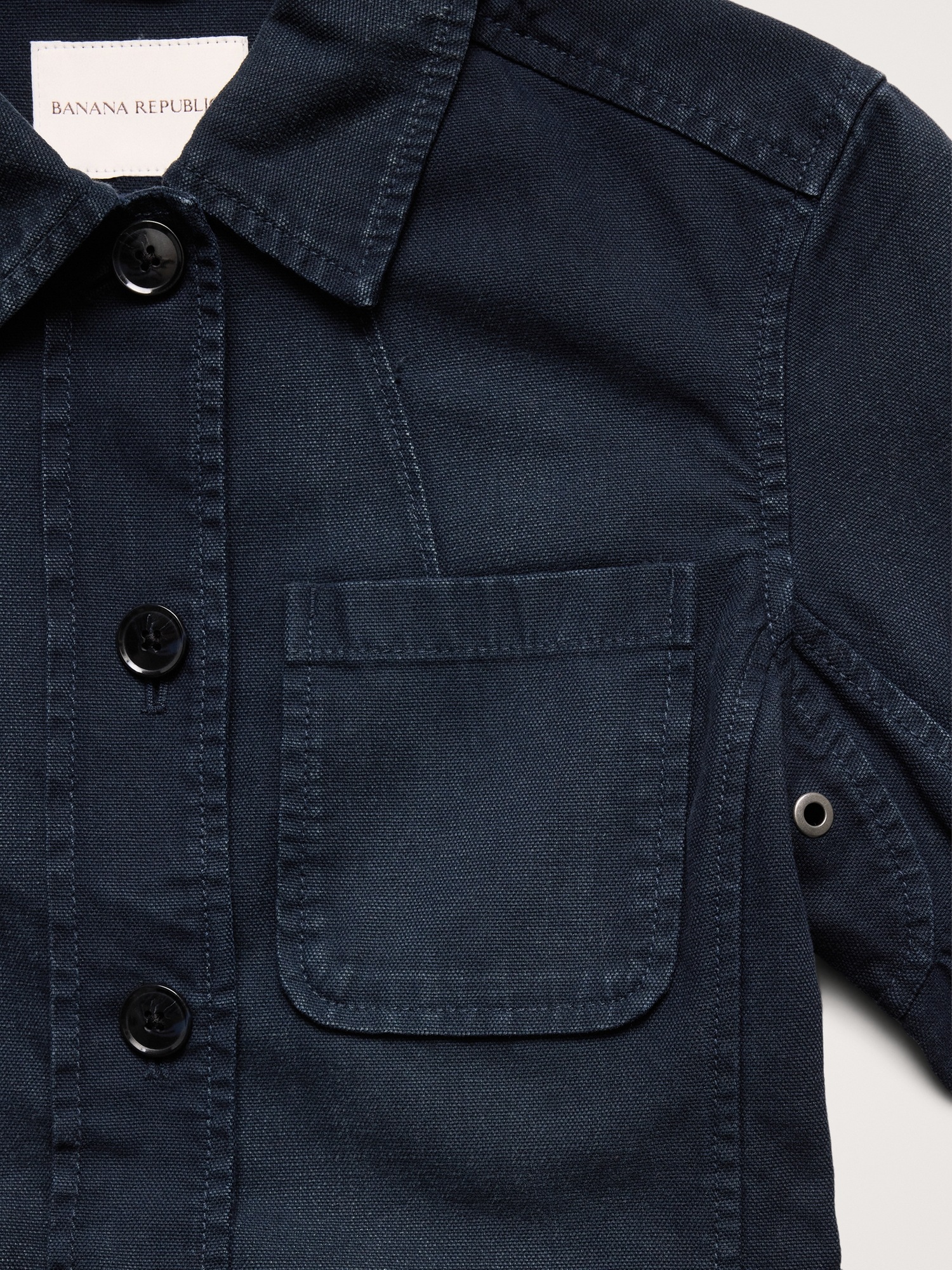 Женская куртка Banana Republic Cotton Canvas Shirt Jacket, цвет: Тёмно-синий — фото 6