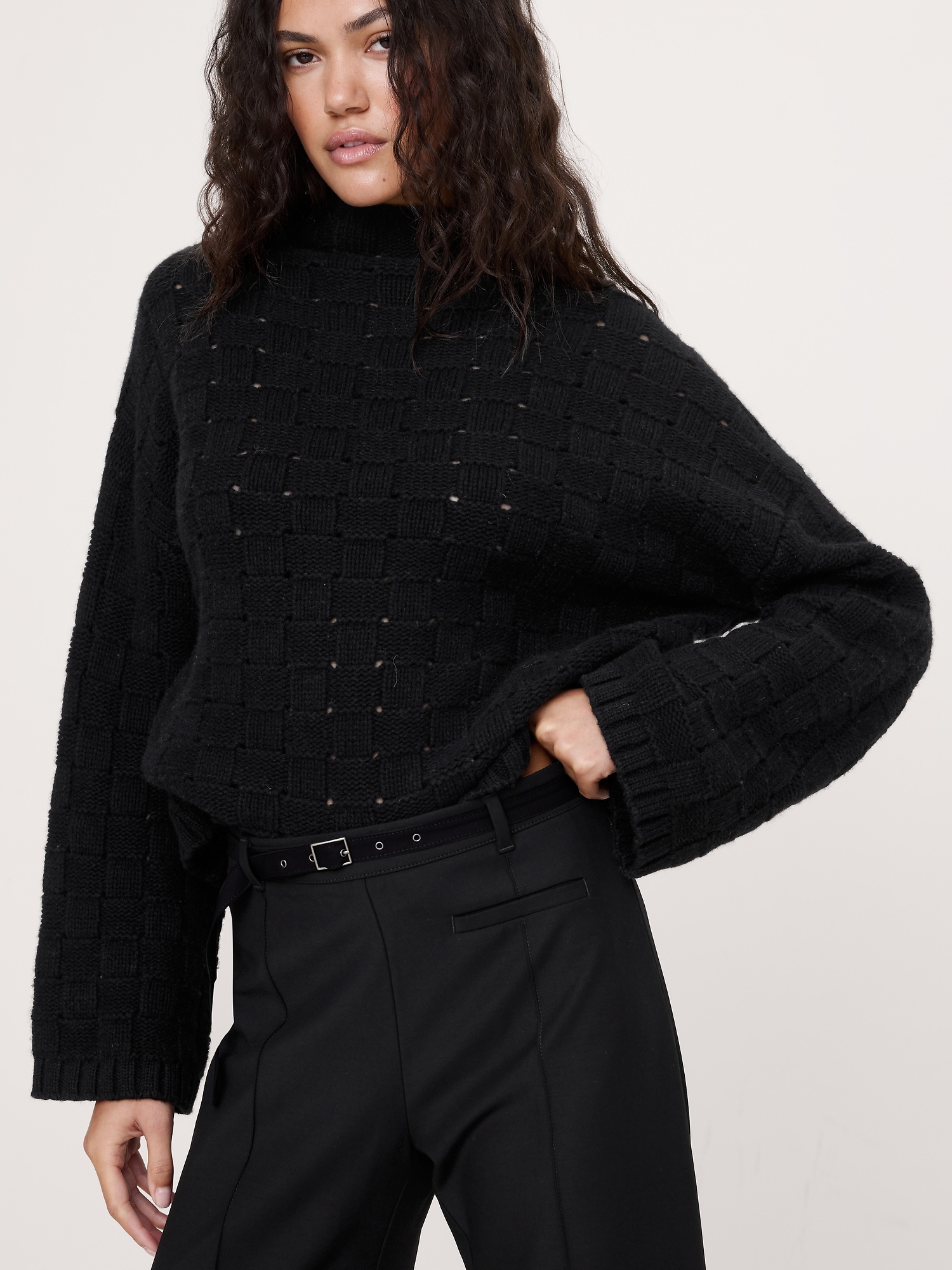 Image number 6 showing, Mid-Rise Wide-Leg City Stretch Pant