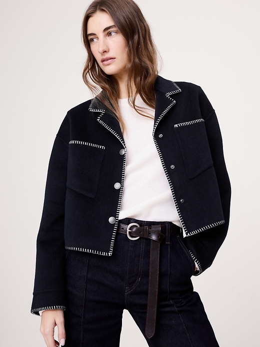 Double-Faced Short Jacket with Blanket Stitch