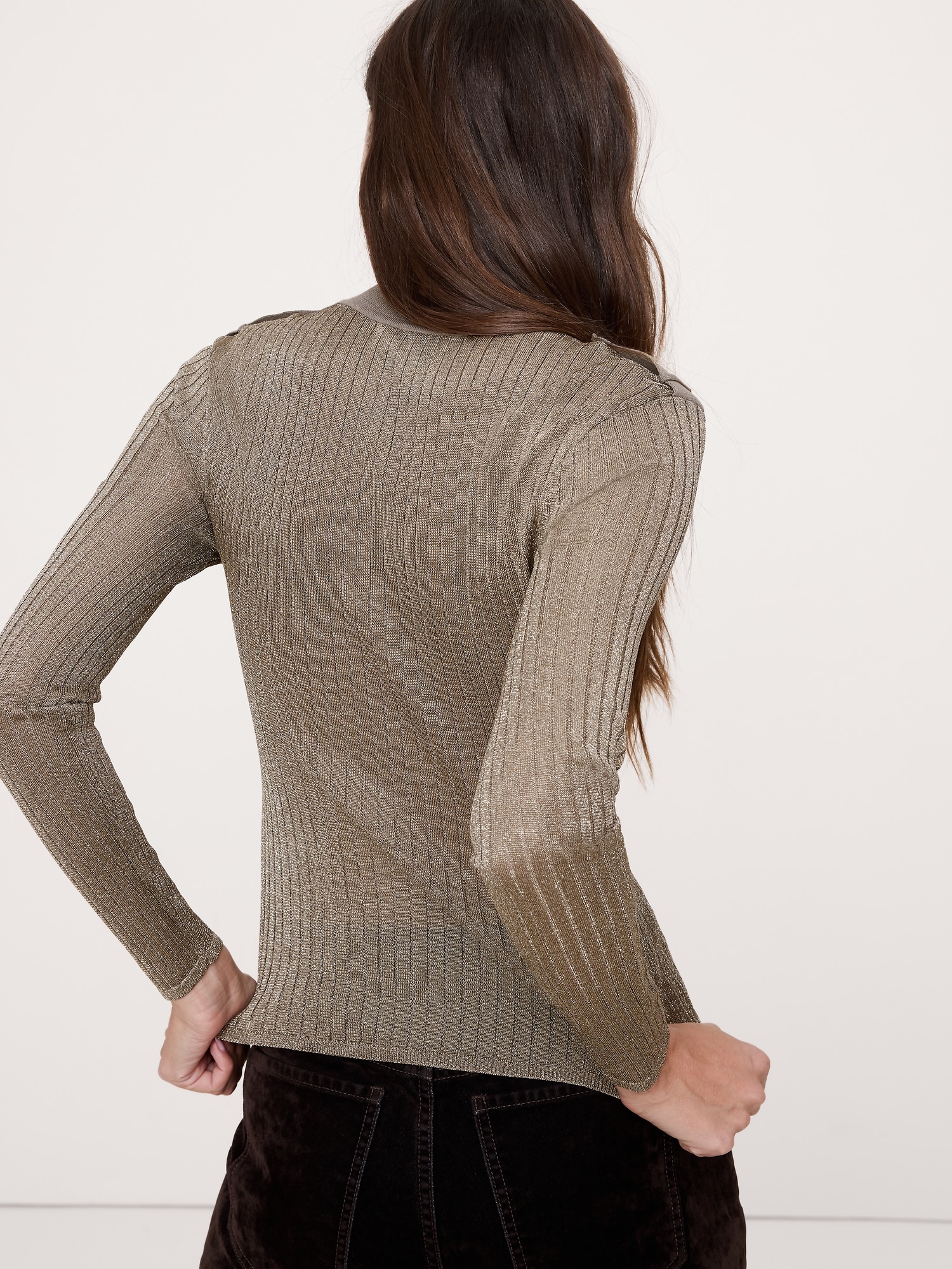 Image number 2 showing, Metallic Shoulder-Epaulet Sweater