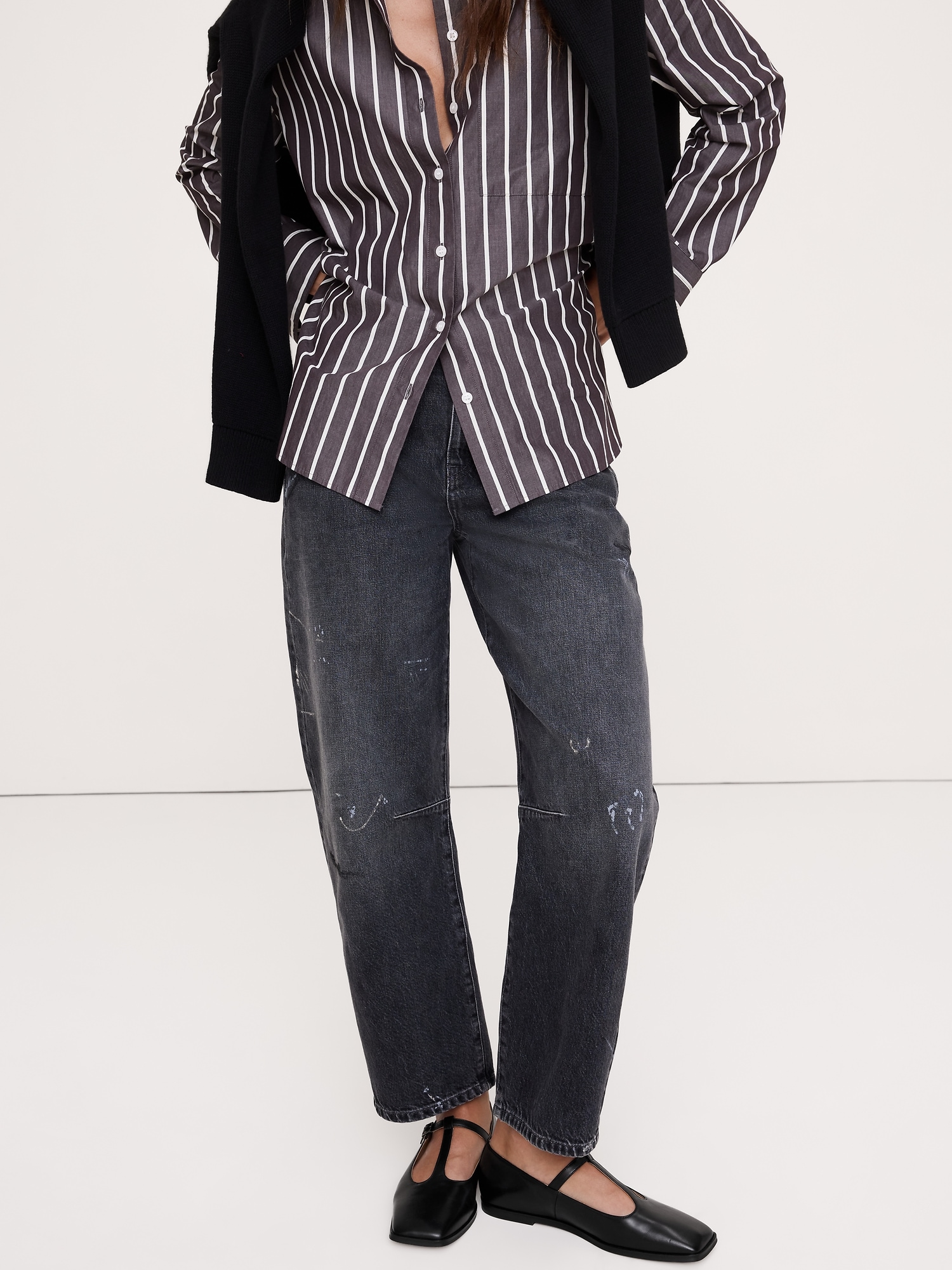 Image number 2 showing, Italian Leather Square-Toe Mary Jane Flats