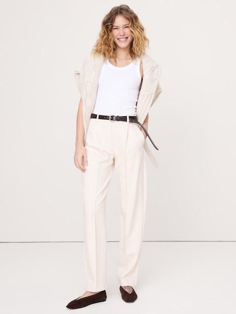 High-Rise Slim Drapey Ponte Pull-On Pant