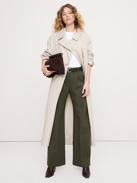 High-Rise Wide-Leg Drapey Ponte Pull-On Pant
