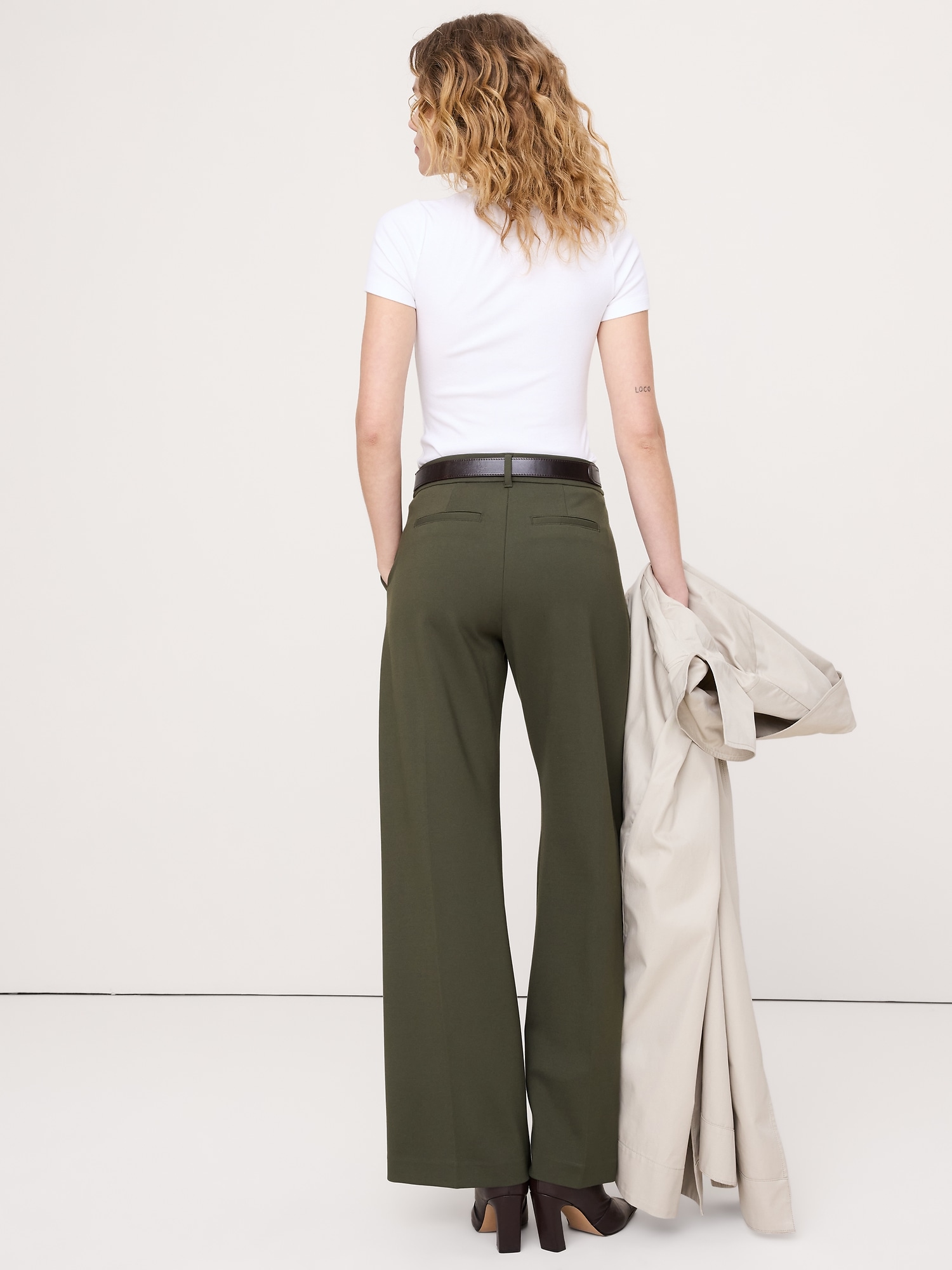Image number 4 showing, High-Rise Wide-Leg Drapey Ponte Pull-On Pant