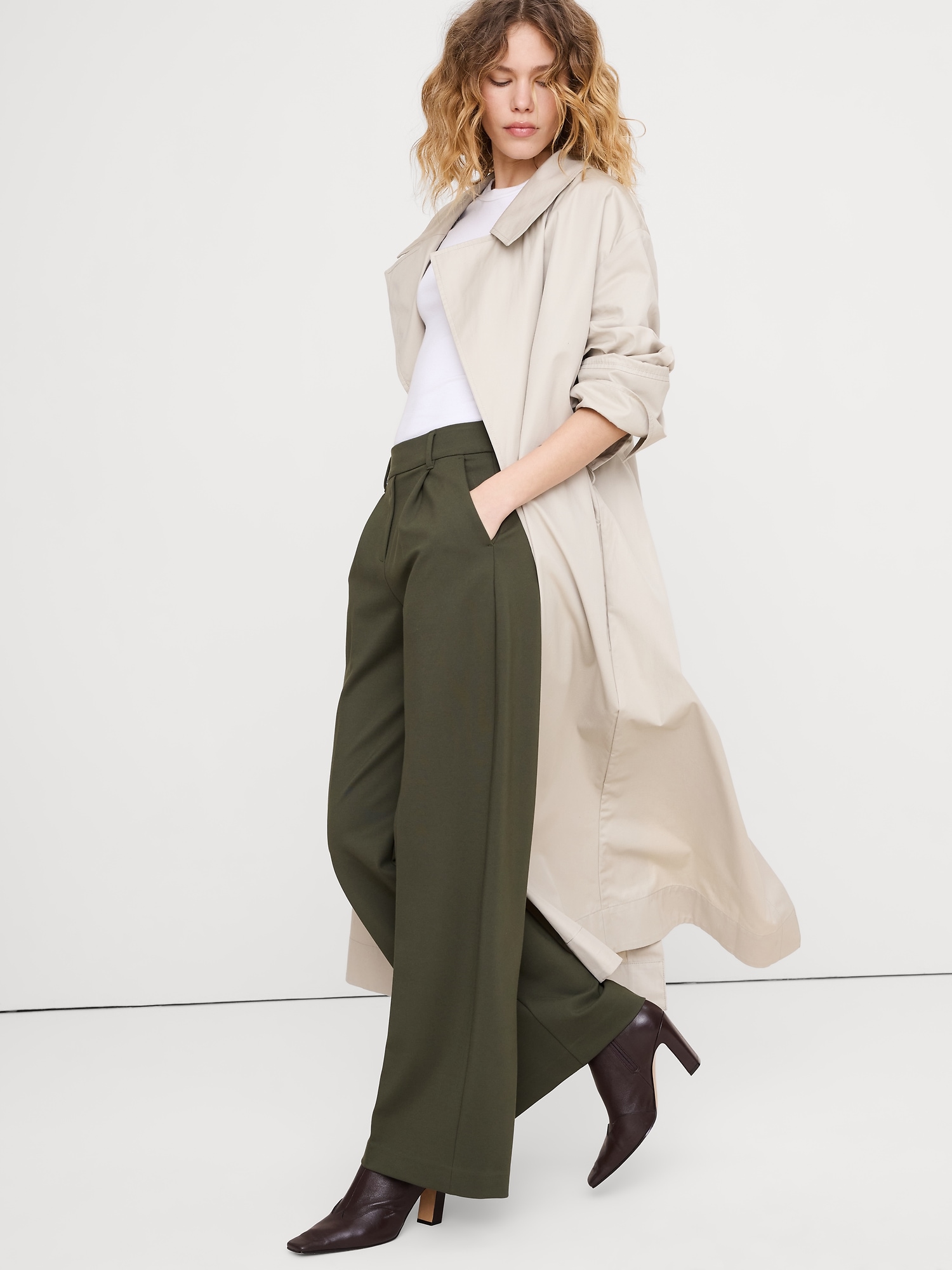 Image number 5 showing, High-Rise Wide-Leg Drapey Ponte Pull-On Pant
