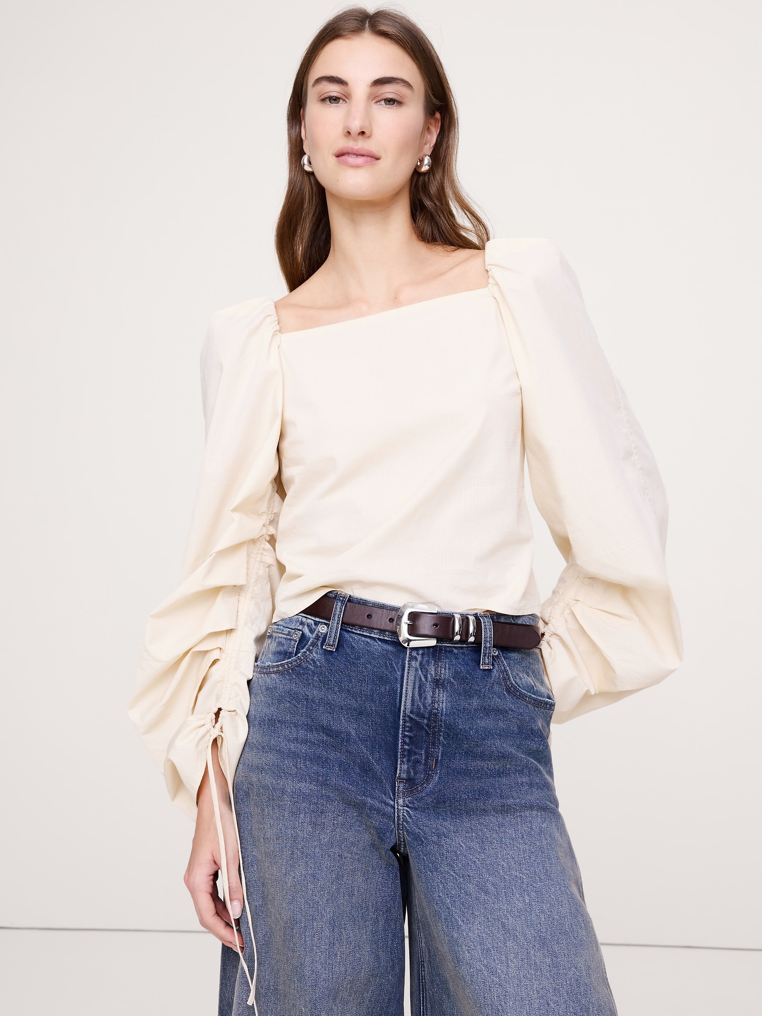 Image number 3 showing, Stretch-Cotton Square-Neck Top