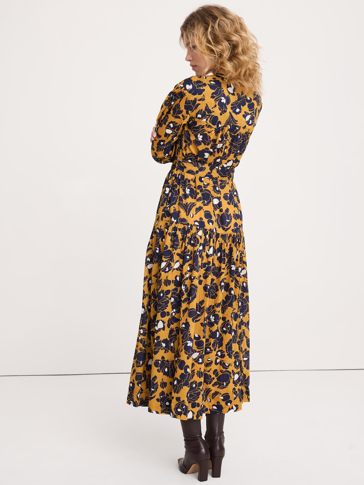 Image number 3 showing, Cotton Tiered Maxi Shirt Dress