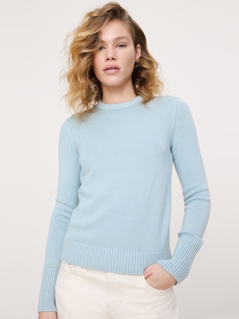 Larkspur Cotton-Silk Crew-Neck Sweater