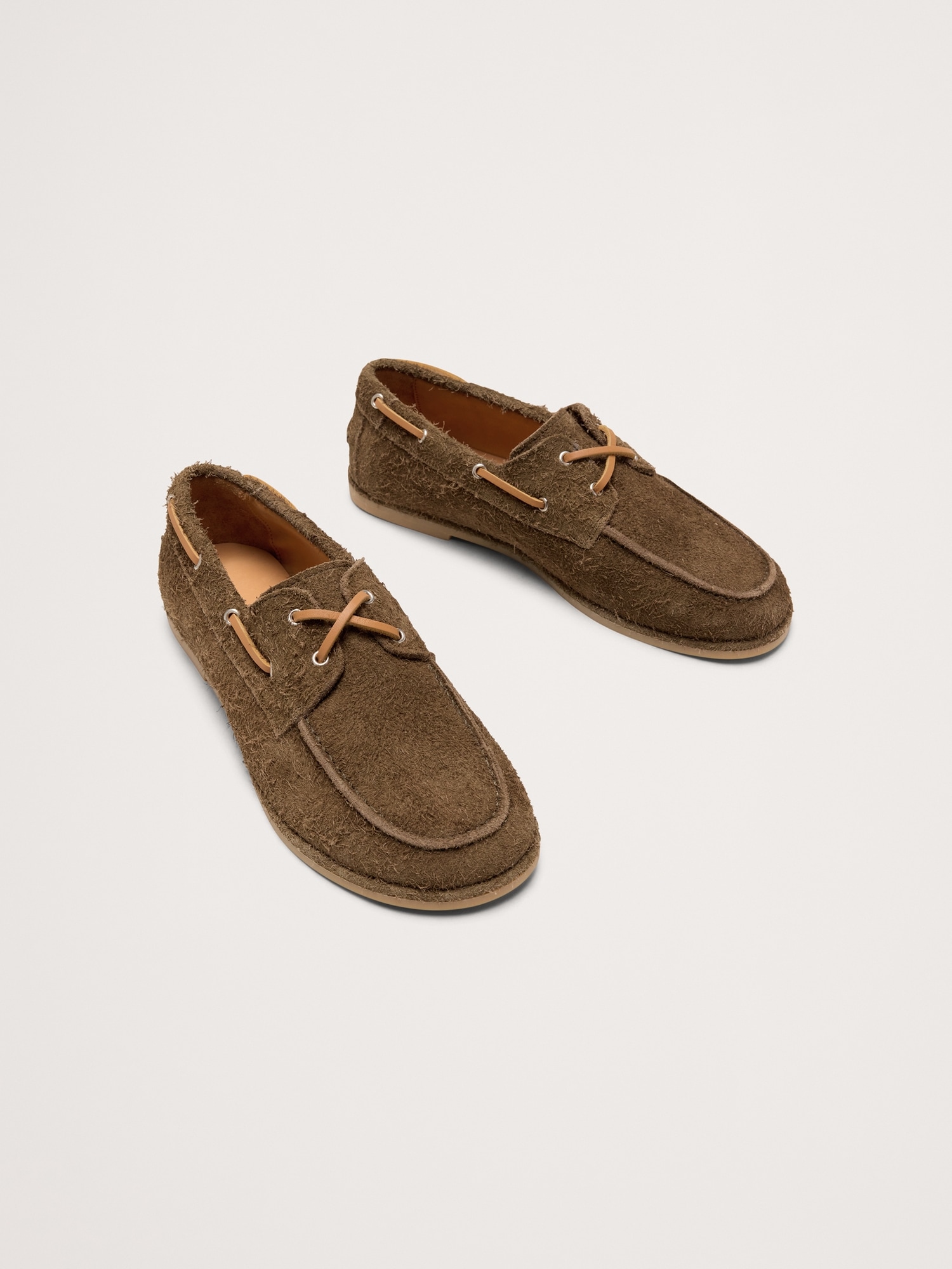 Женские туфли Banana Republic Textured Italian Suede Boat, цвет: Оливковый зелёный — фото 3