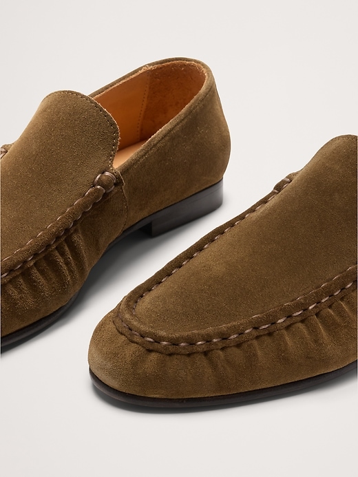 NWT Italian Shoemakers Men\'s Khaki Leather Moc Toe Low Top Loafer Shoes Size 43 03:07--  main image 3