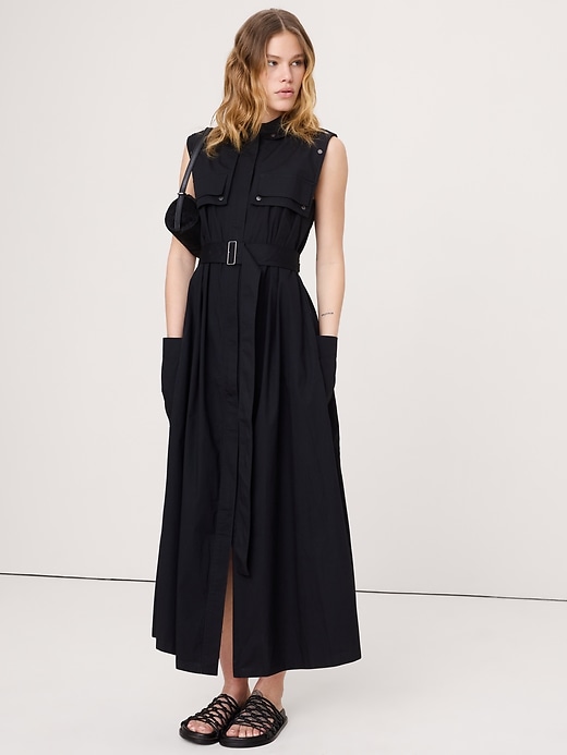 Image number 1 showing, Stretch-Cotton Utility Maxi Dress