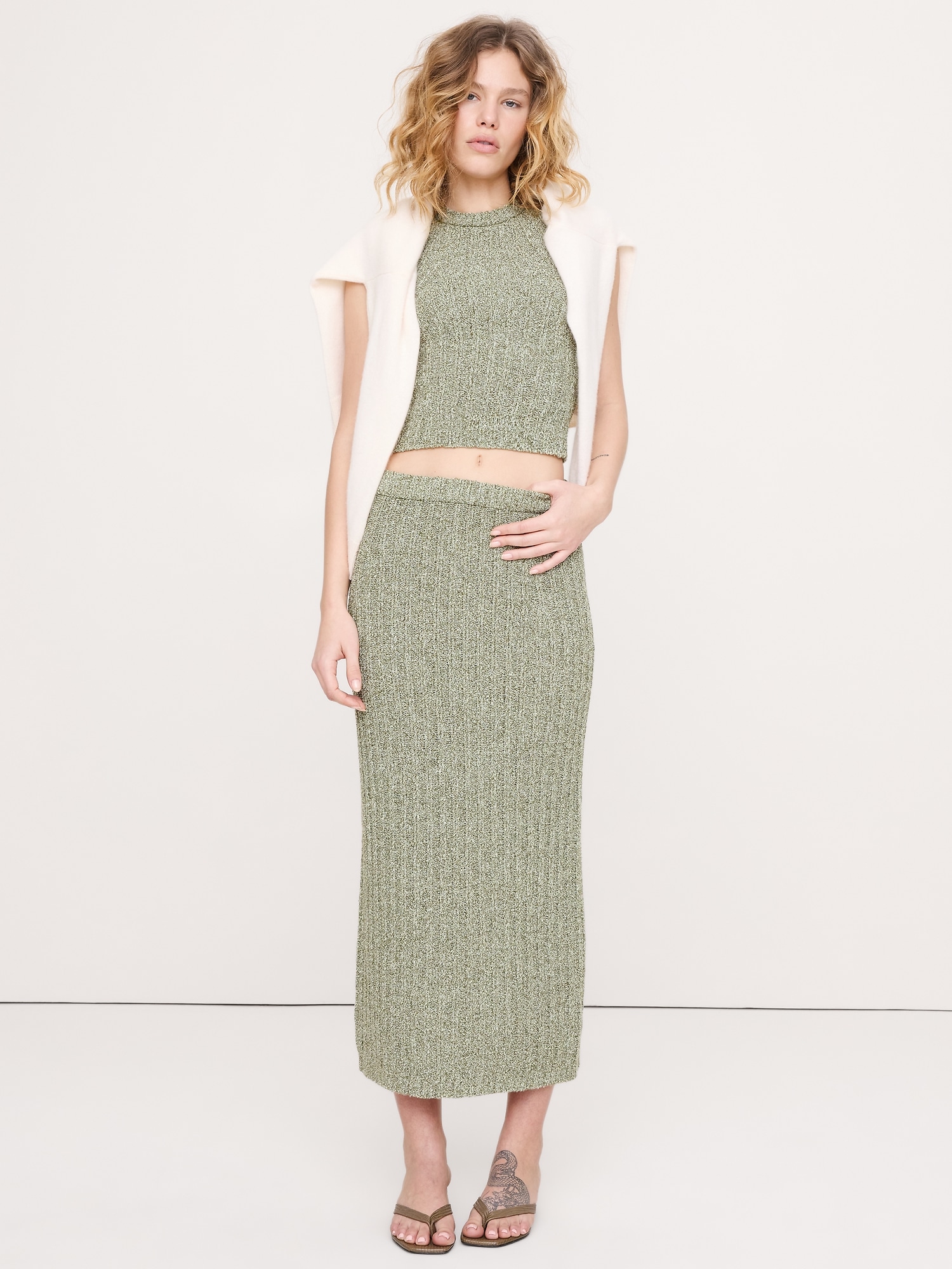 Bouclé Cotton Sweater Skirt