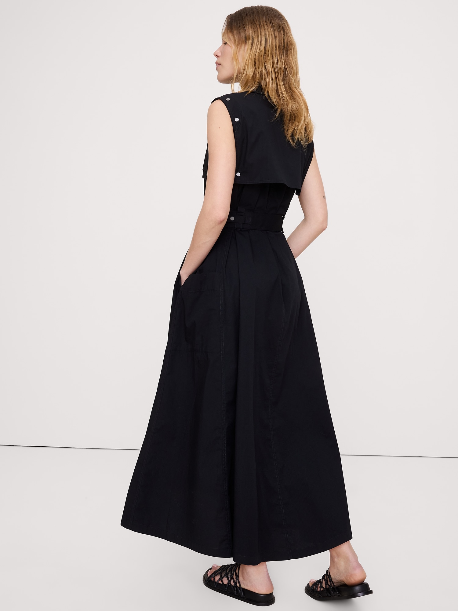 Image number 3 showing, Stretch-Cotton Utility Maxi Dress