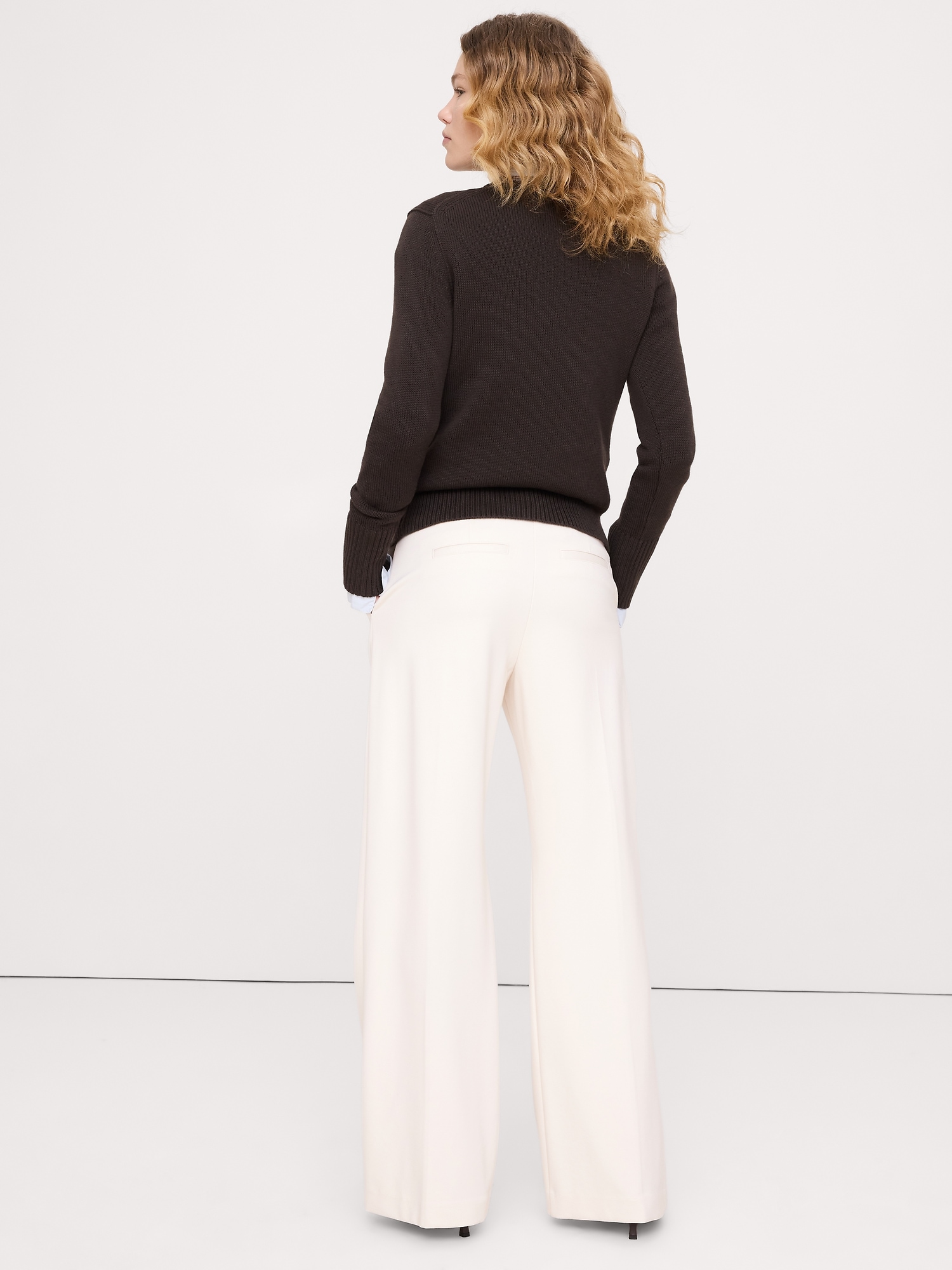 Image number 2 showing, High-Rise Wide-Leg Drapey Ponte Pull-On Pant