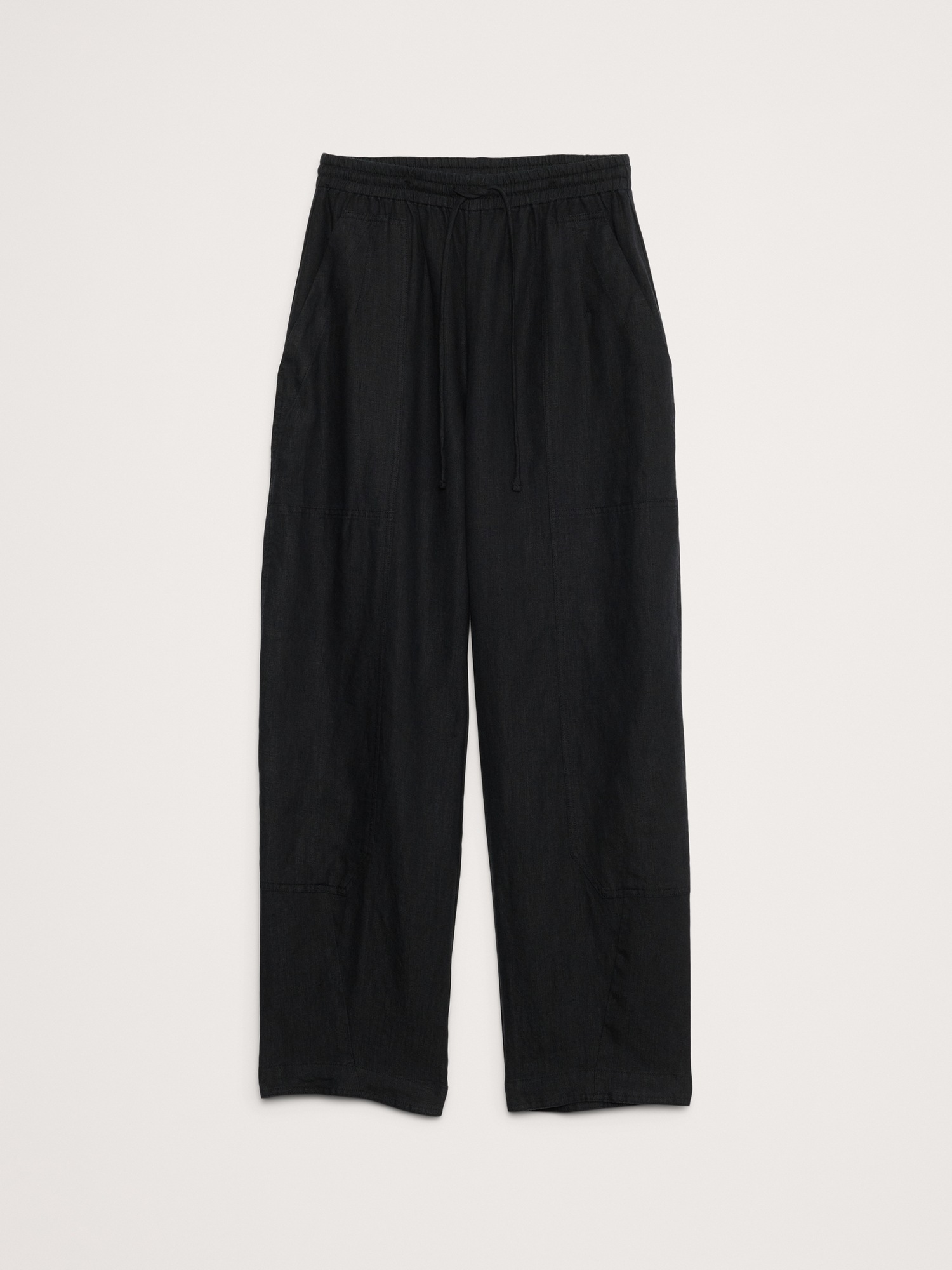 Женские брюки Banana Republic Barrel-Leg Linen Pull-On Pant, цвет: Чёрный — фото 4