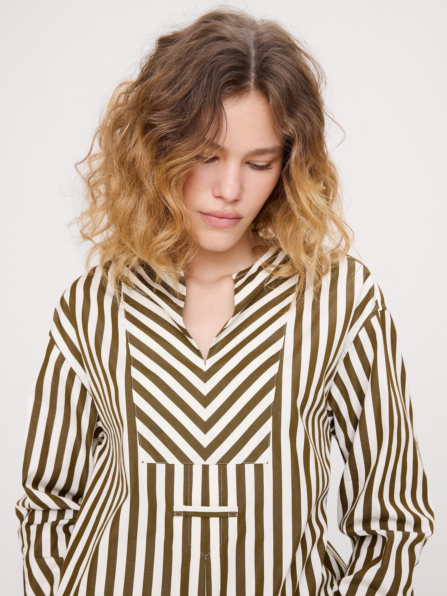 Image number 3 showing, Cotton Poplin Popover Top with Rolled Cuffs