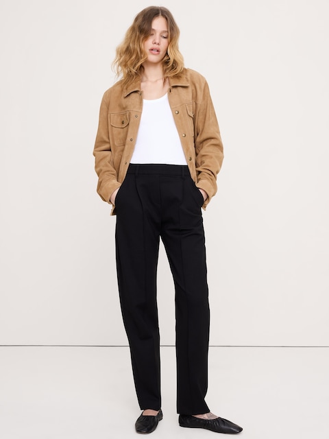 High-Rise Slim Drapey Ponte Pull-On Pant