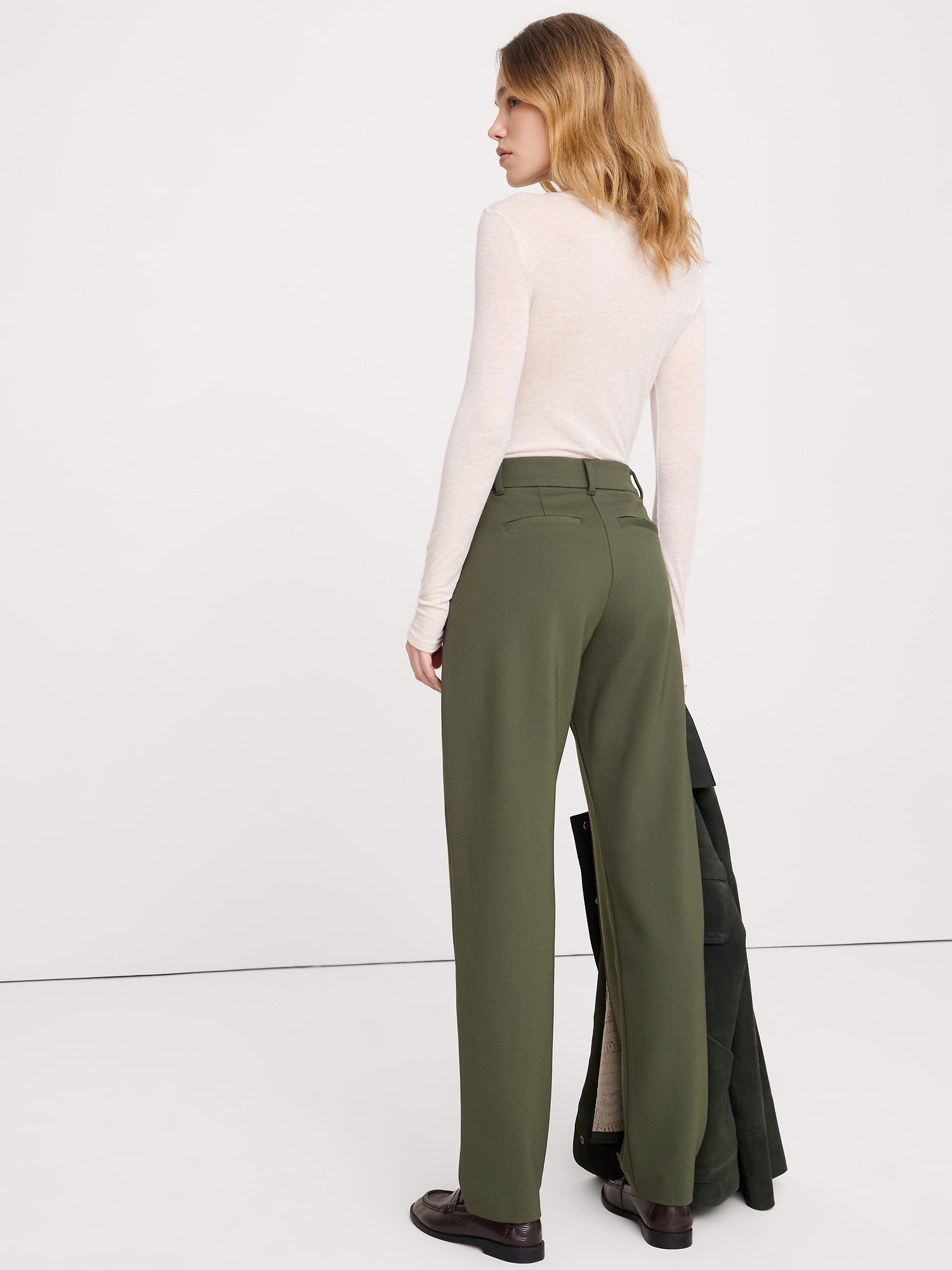 Image number 2 showing, High-Rise Tapered Drapey Ponte Pull-On Pant
