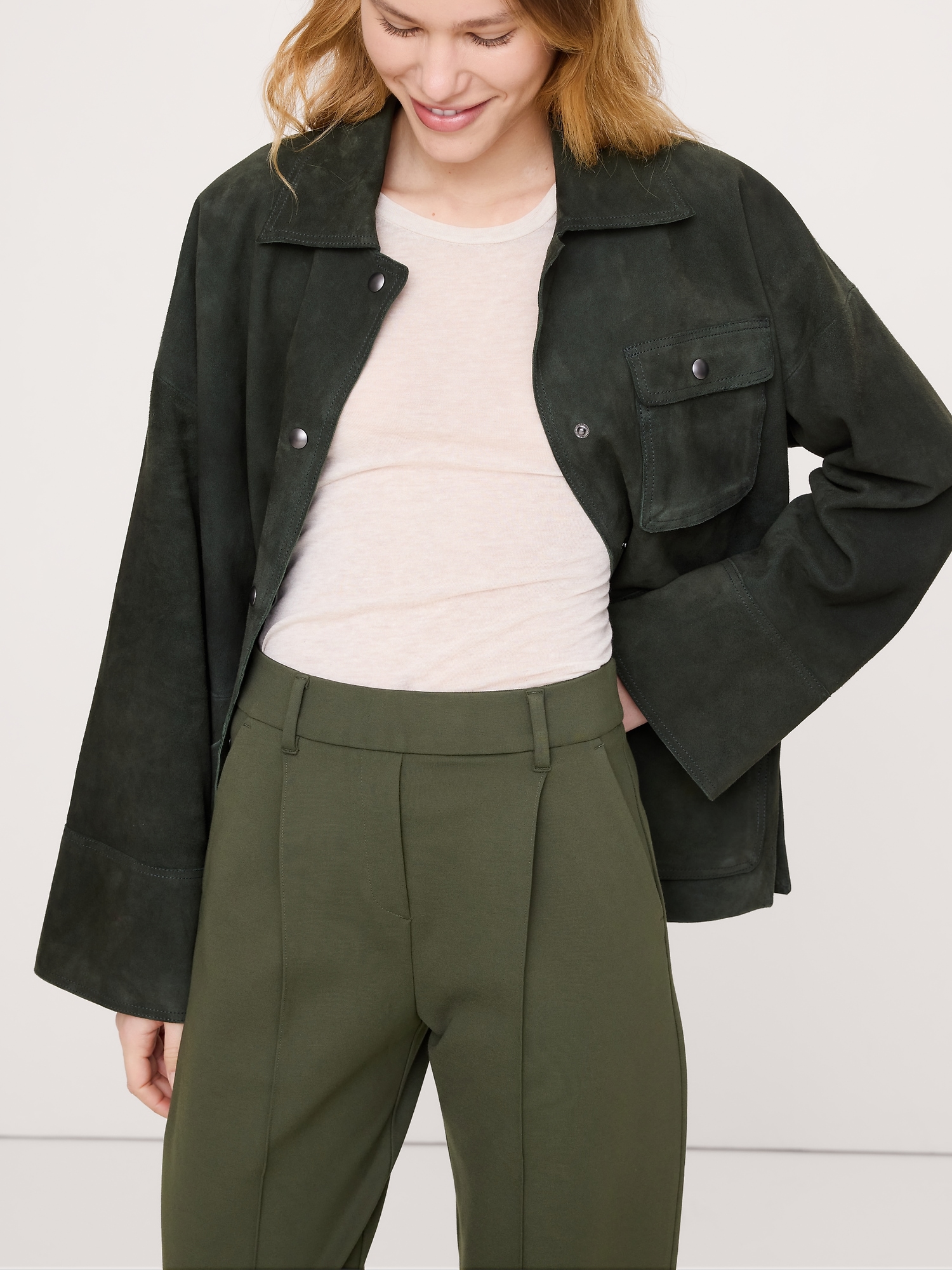 Image number 3 showing, High-Rise Tapered Drapey Ponte Pull-On Pant