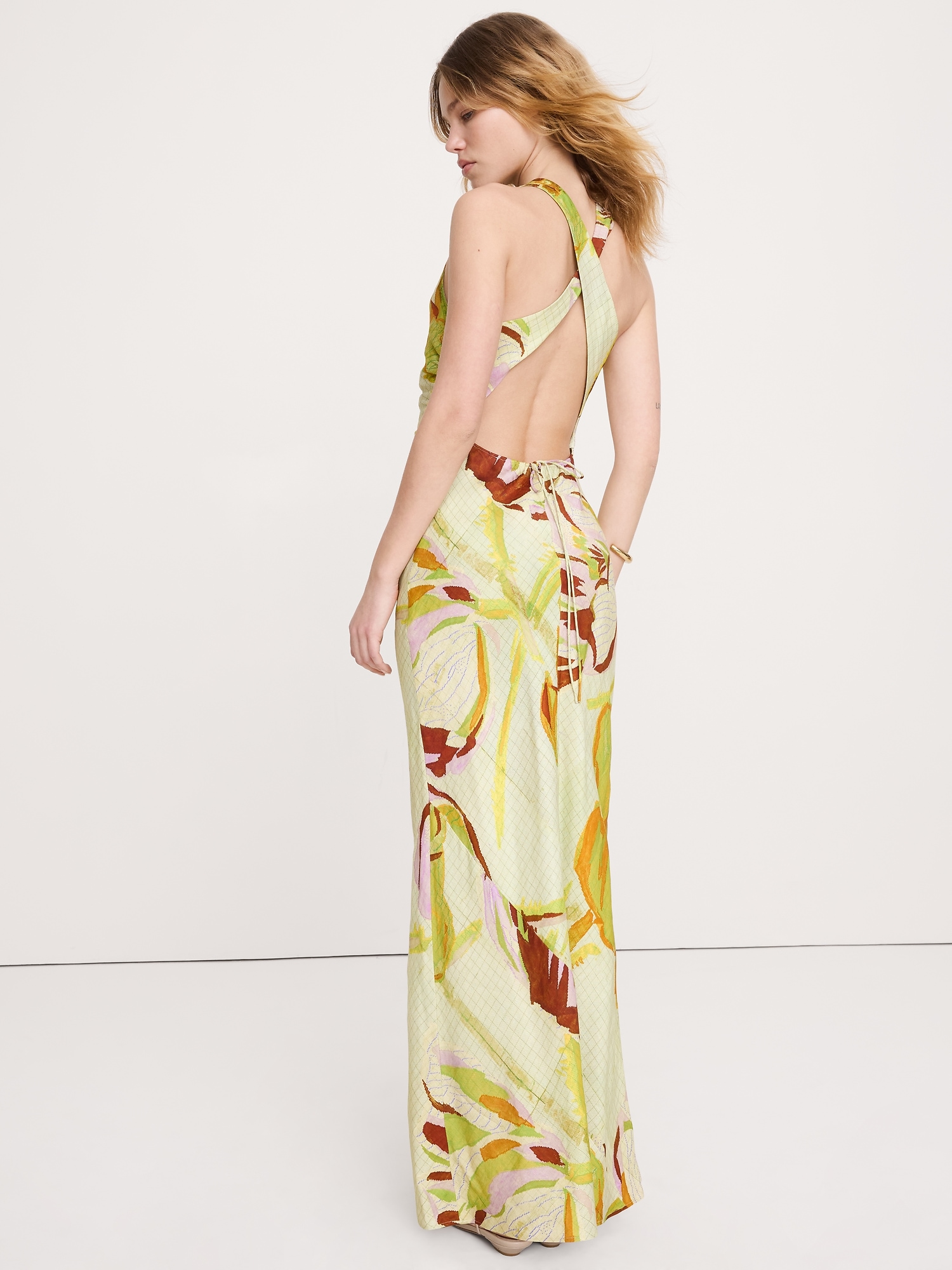 Image number 5 showing, Viscose-Linen Cowl-Neck Dress