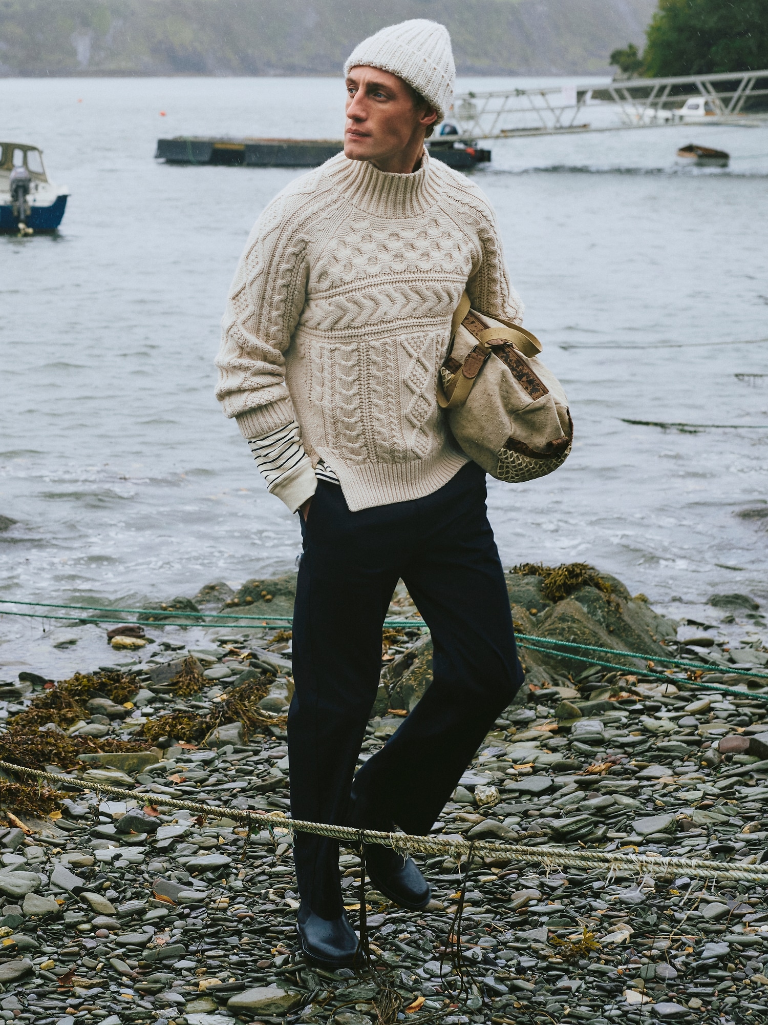 Image number 5 showing, Merino-Cotton Cable-Knit Sweater